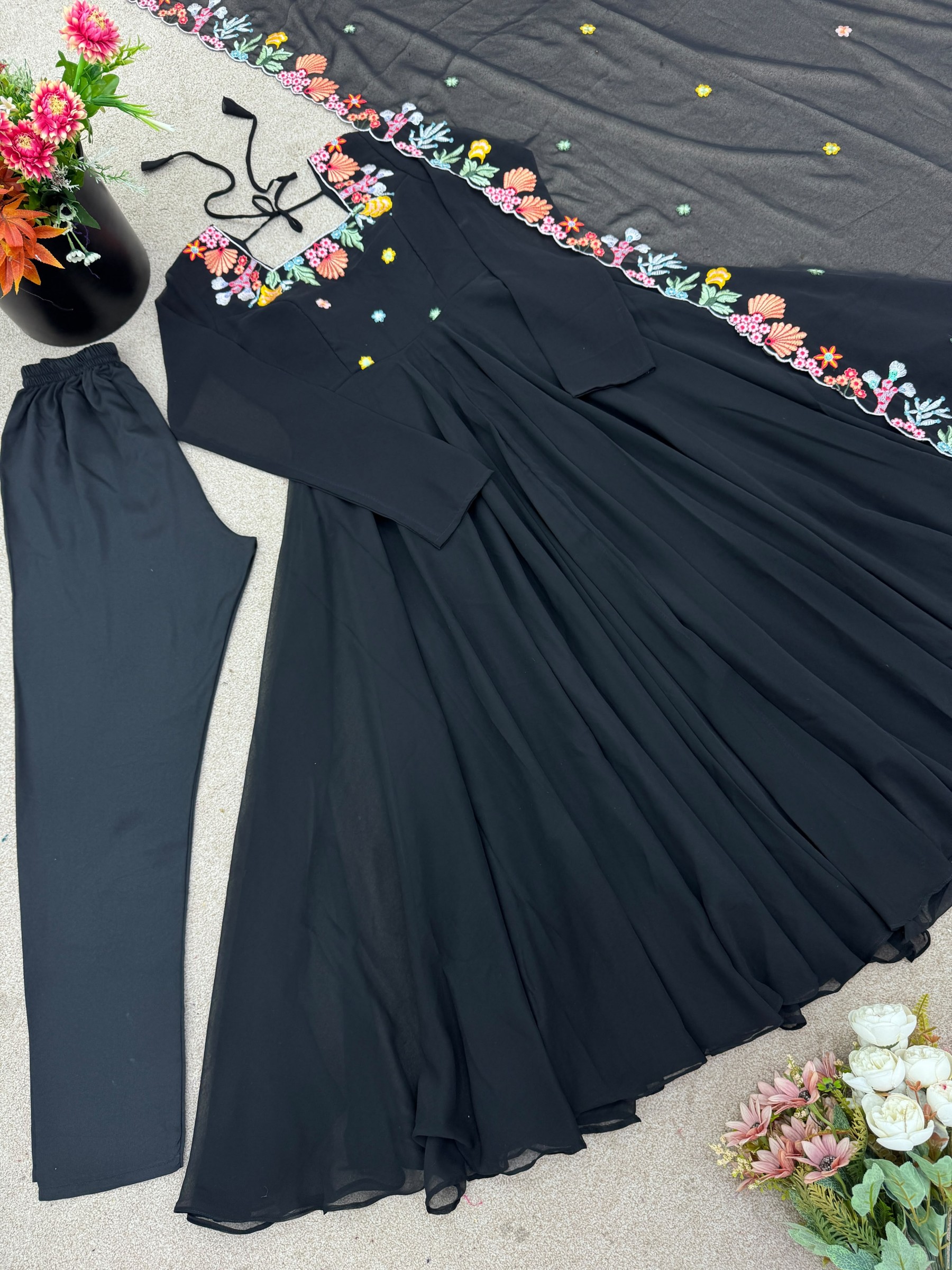 NSR - 901 - HEAVY FAUX GEORGETTE WITH EMBROIDERY WORK BY PARTY WEAR AND WEDDING NAIRA GOWN COLLECTION 