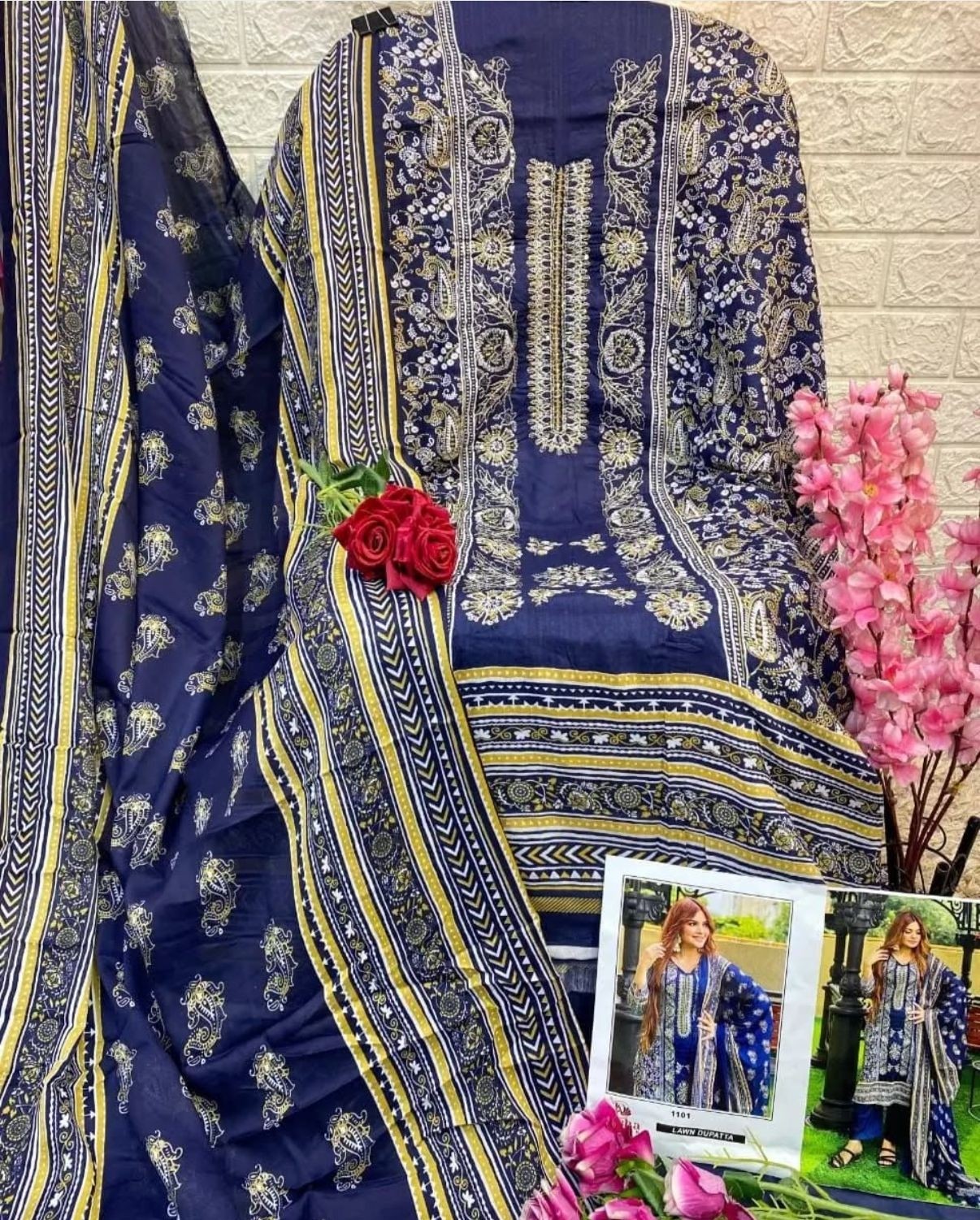 AASHA - D.NO - 1101- PAKISTANI EMBROIDERED PATCH WORK SUIT 