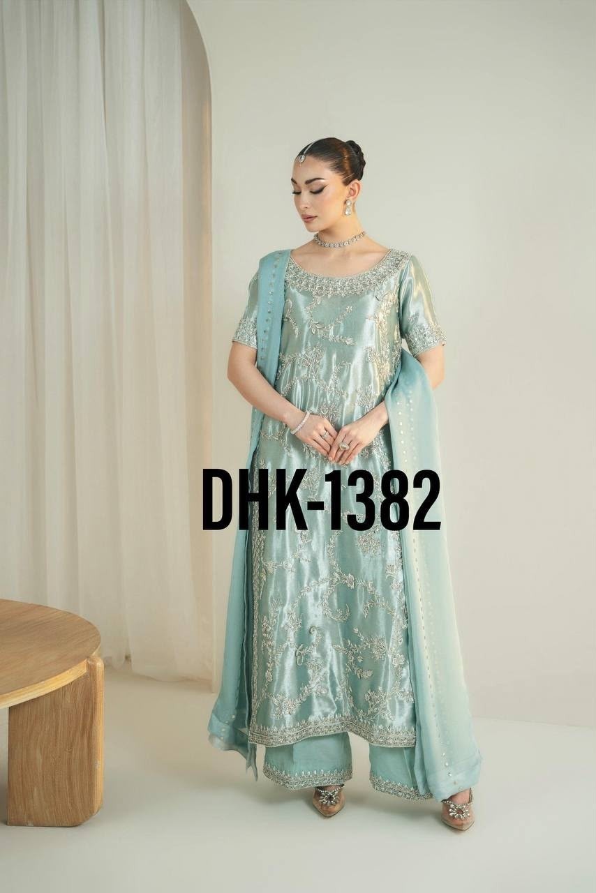 DHK 1382 PURE GIMMY SILK PAKISTANI READYMADE SUIT 