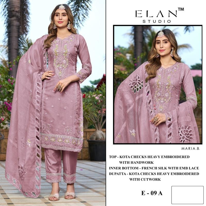 Elan Studio E 09 Kota Checks Heavy Embroidered Suit Set (Set of 4)