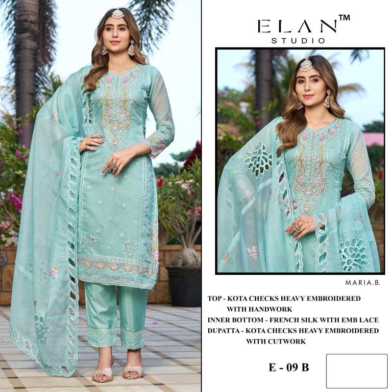 Elan Studio E 09 Kota Checks Heavy Embroidered Suit Set (Set of 4)