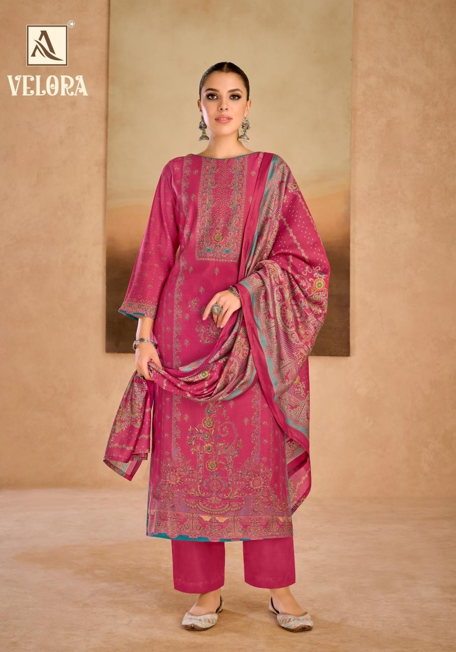 Alok Suit   Velora Catalog (Pure Mudaal Handwork Suit Set)