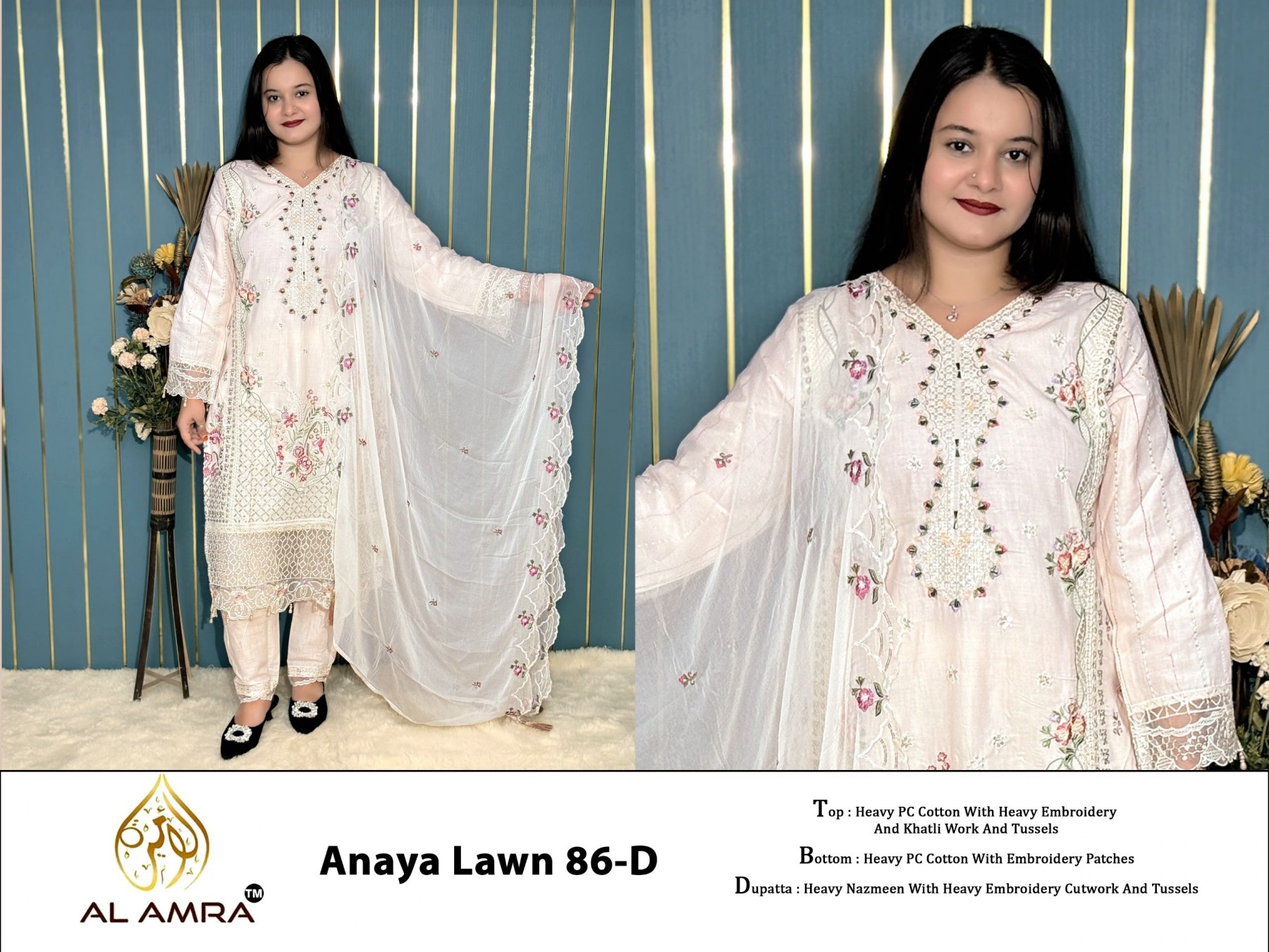 Al Amra ZF Anaya Lawn 86 Heavy PC Cotton Pakistani Suit 