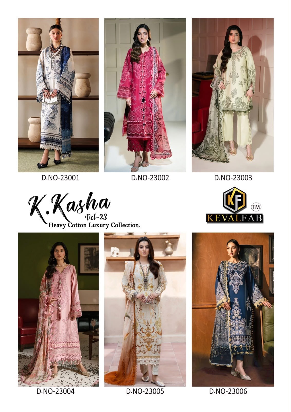 Keval Fab K Kasha Vol 23 Heavy Cotton Printed Unstitched Suit with Malmal Dupatta