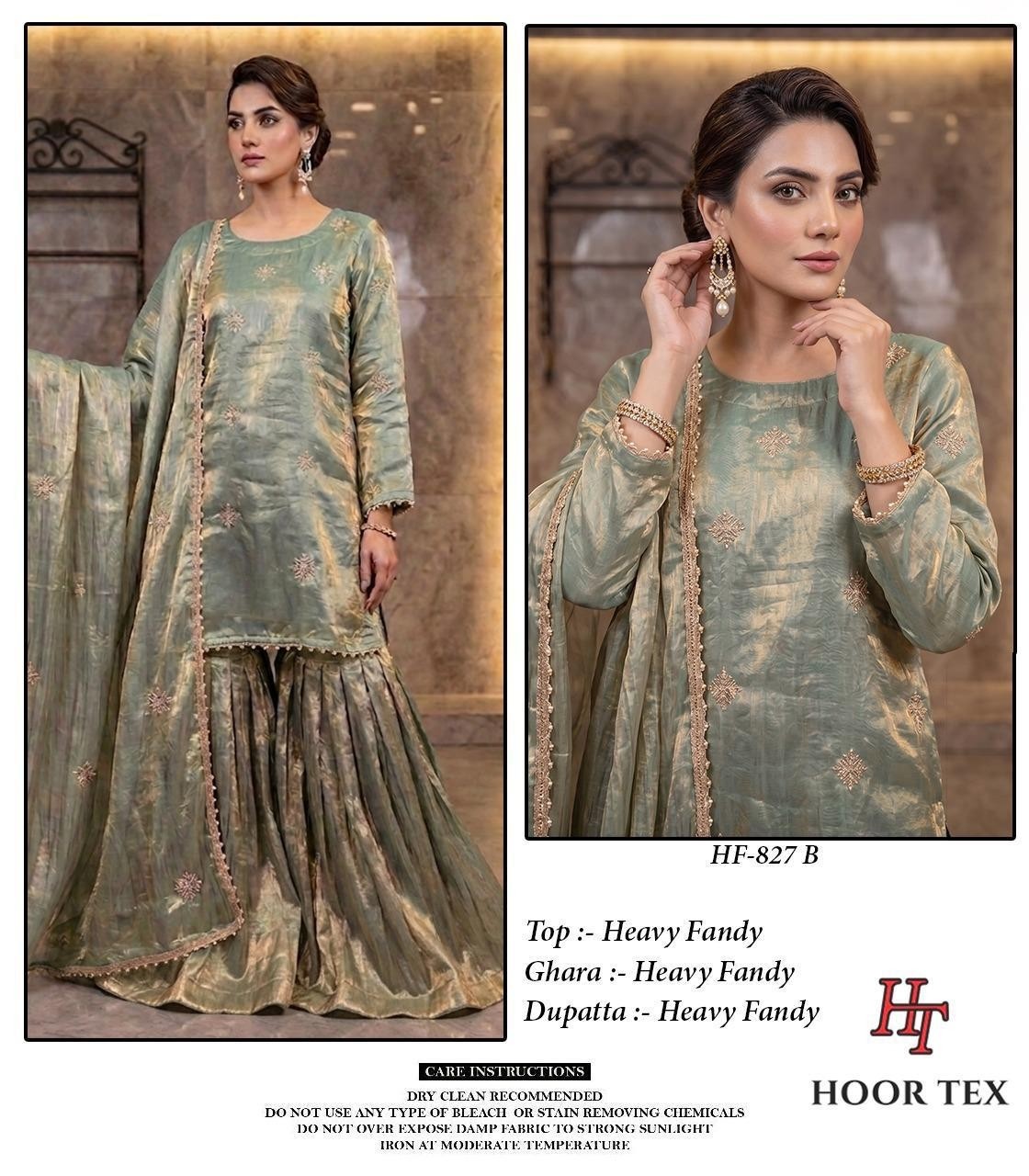 Pakistani Heavy Fandy Full Stitched Suit – Hoor Tex HF-827