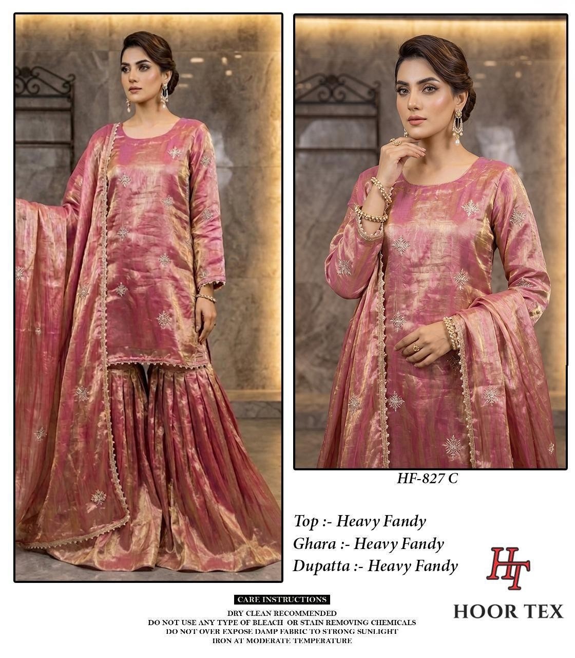 Pakistani Heavy Fandy Full Stitched Suit – Hoor Tex HF-827