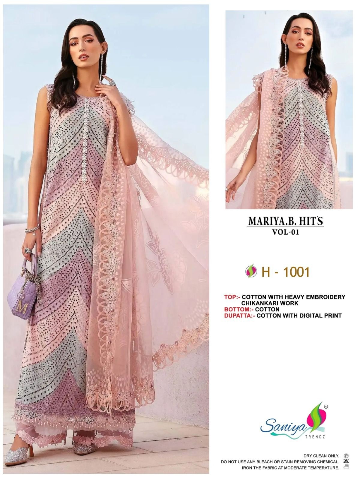 Maria B Hits Vol 1 Cotton Chikankari Embroidered 3-Piece Suit – Saniya Trendz