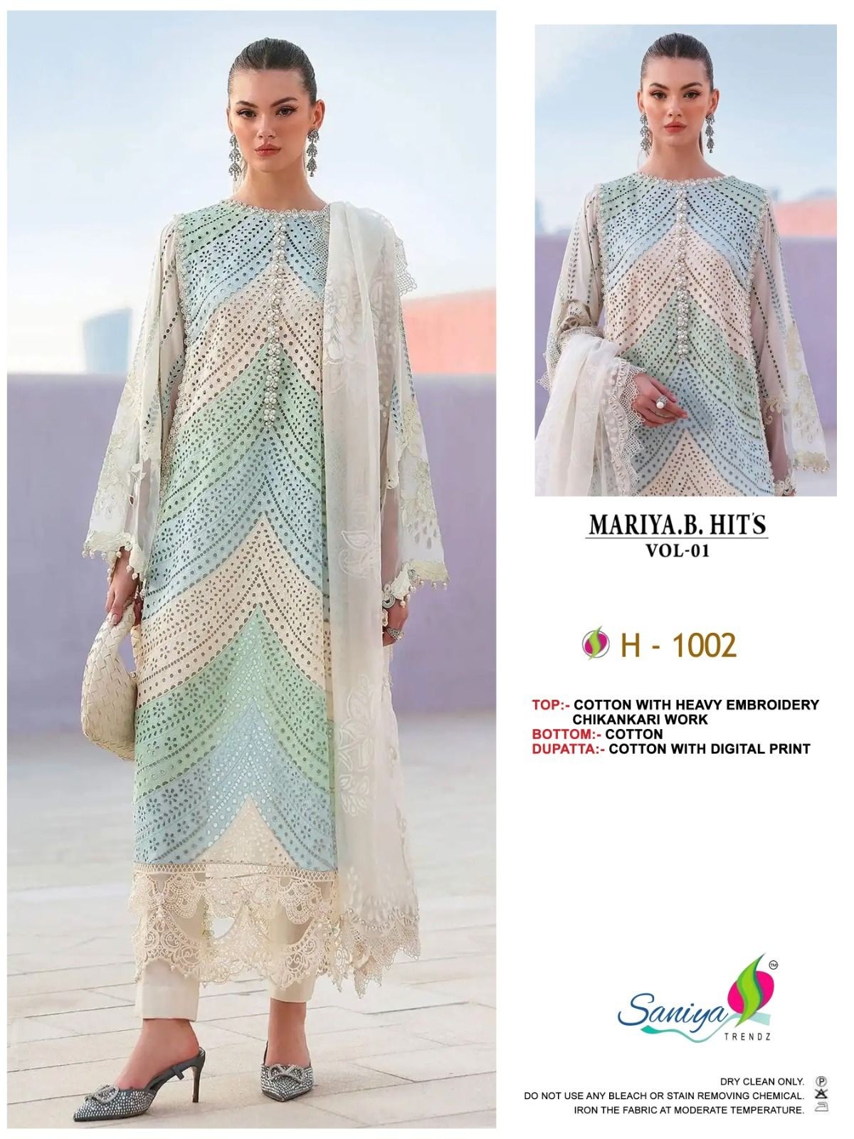 Maria B Hits Vol 1 Cotton Chikankari Embroidered 3-Piece Suit – Saniya Trendz