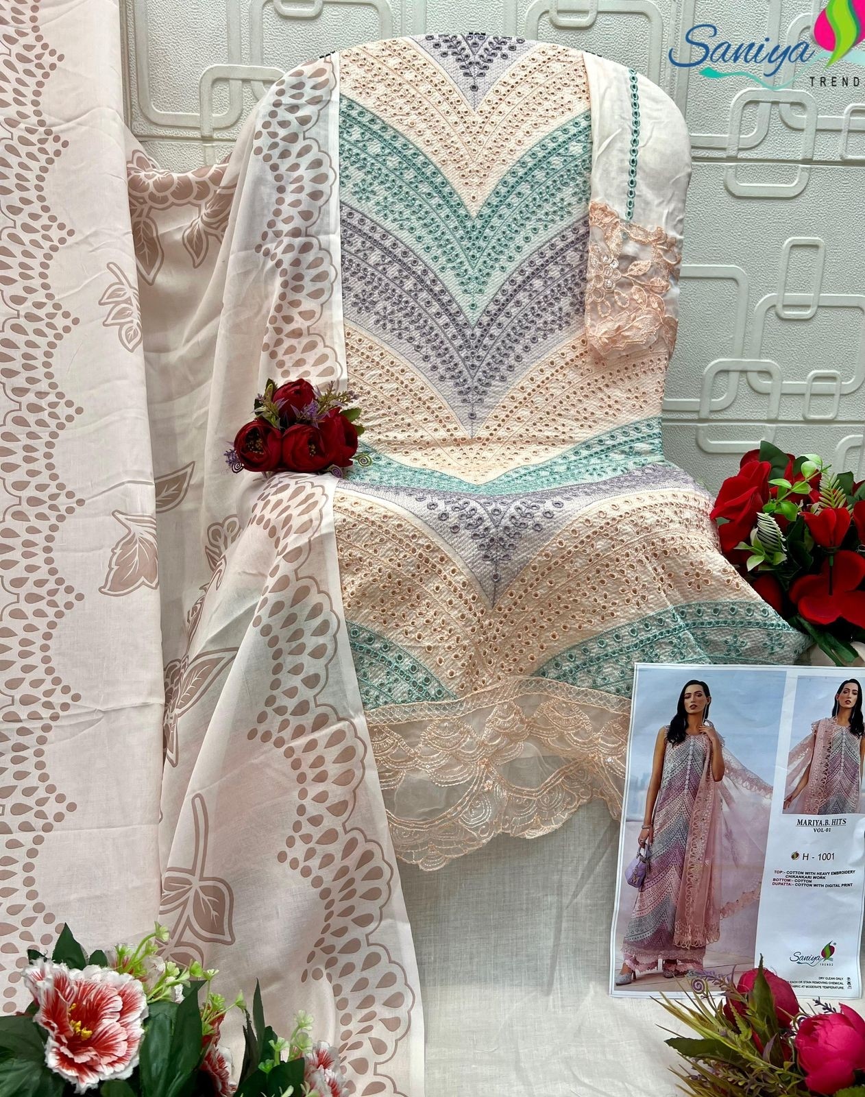 Maria B Hits Vol 1 Cotton Chikankari Embroidered 3-Piece Suit – Saniya Trendz