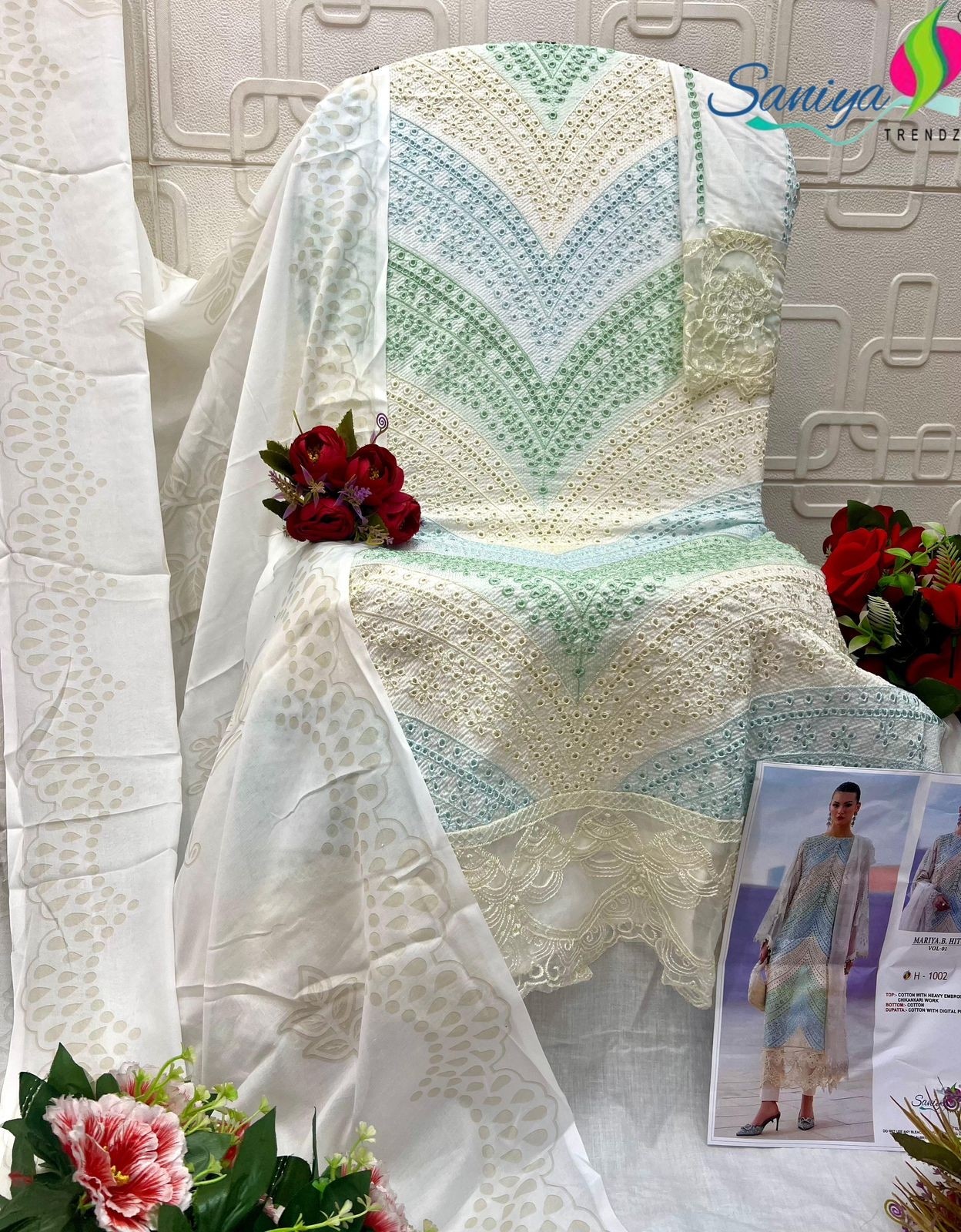 Maria B Hits Vol 1 Cotton Chikankari Embroidered 3-Piece Suit – Saniya Trendz