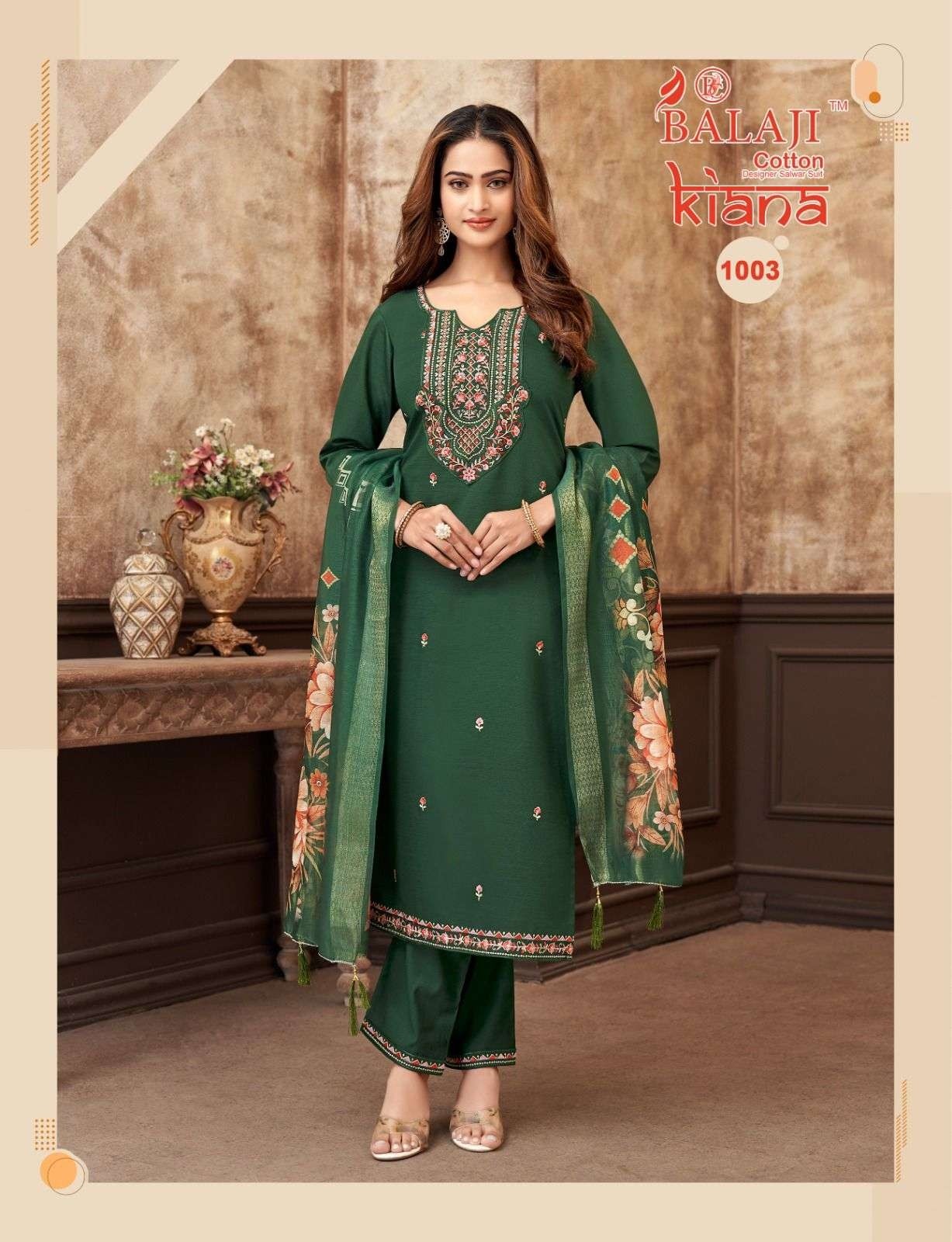 Balaji Cotton Kiana Readymade Premium Embroidered Top Pant Set