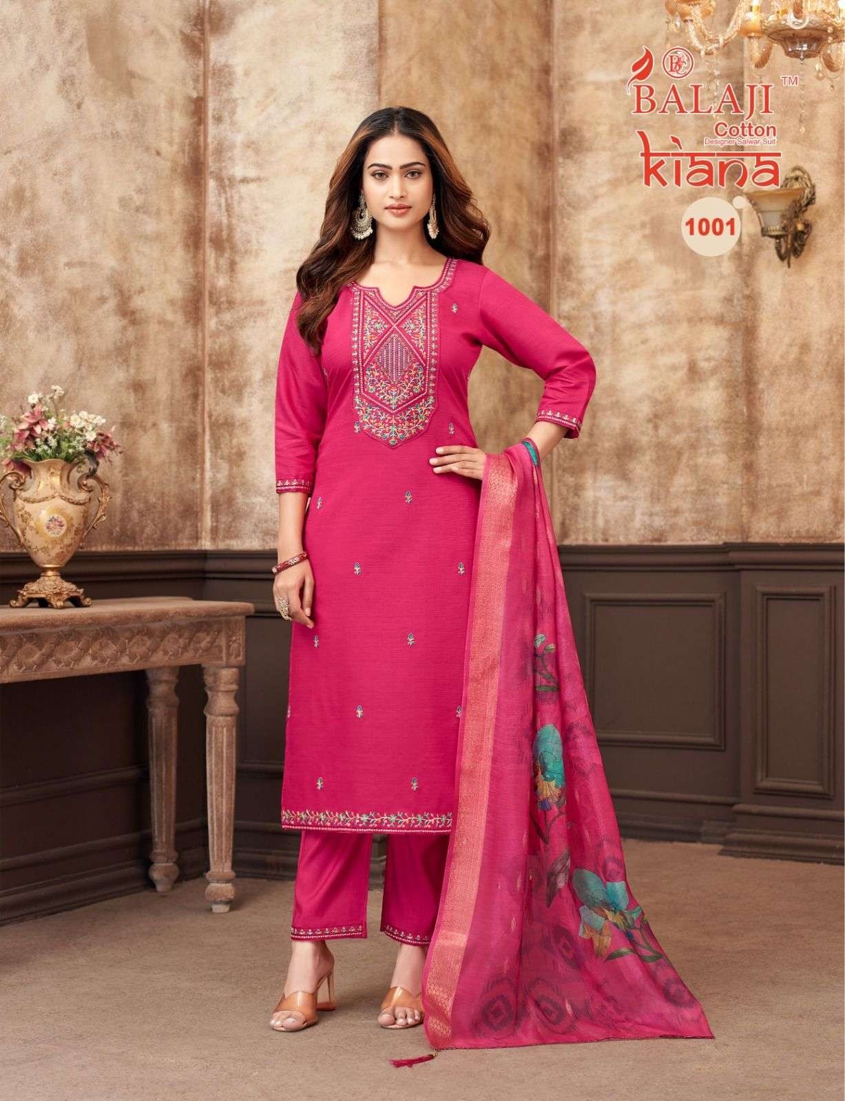 Balaji Cotton Kiana Readymade Premium Embroidered Top Pant Set