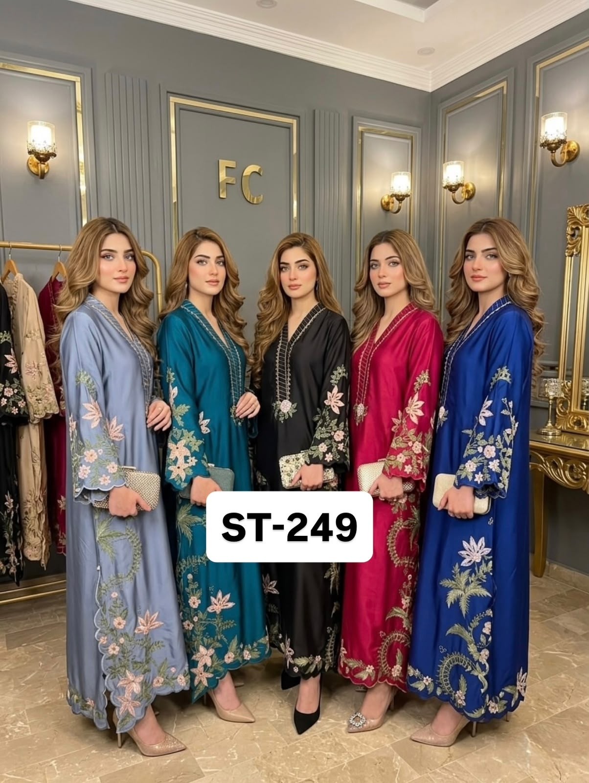 ST 249 Heavy Embroidery Roman Silk Pakistani Readymade Suit 