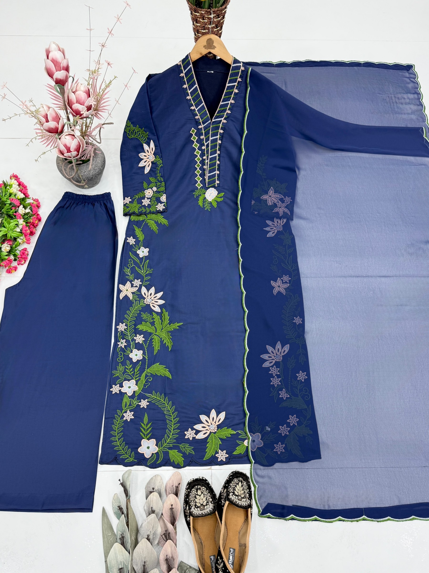 ST 249 Heavy Embroidery Roman Silk Pakistani Readymade Suit 