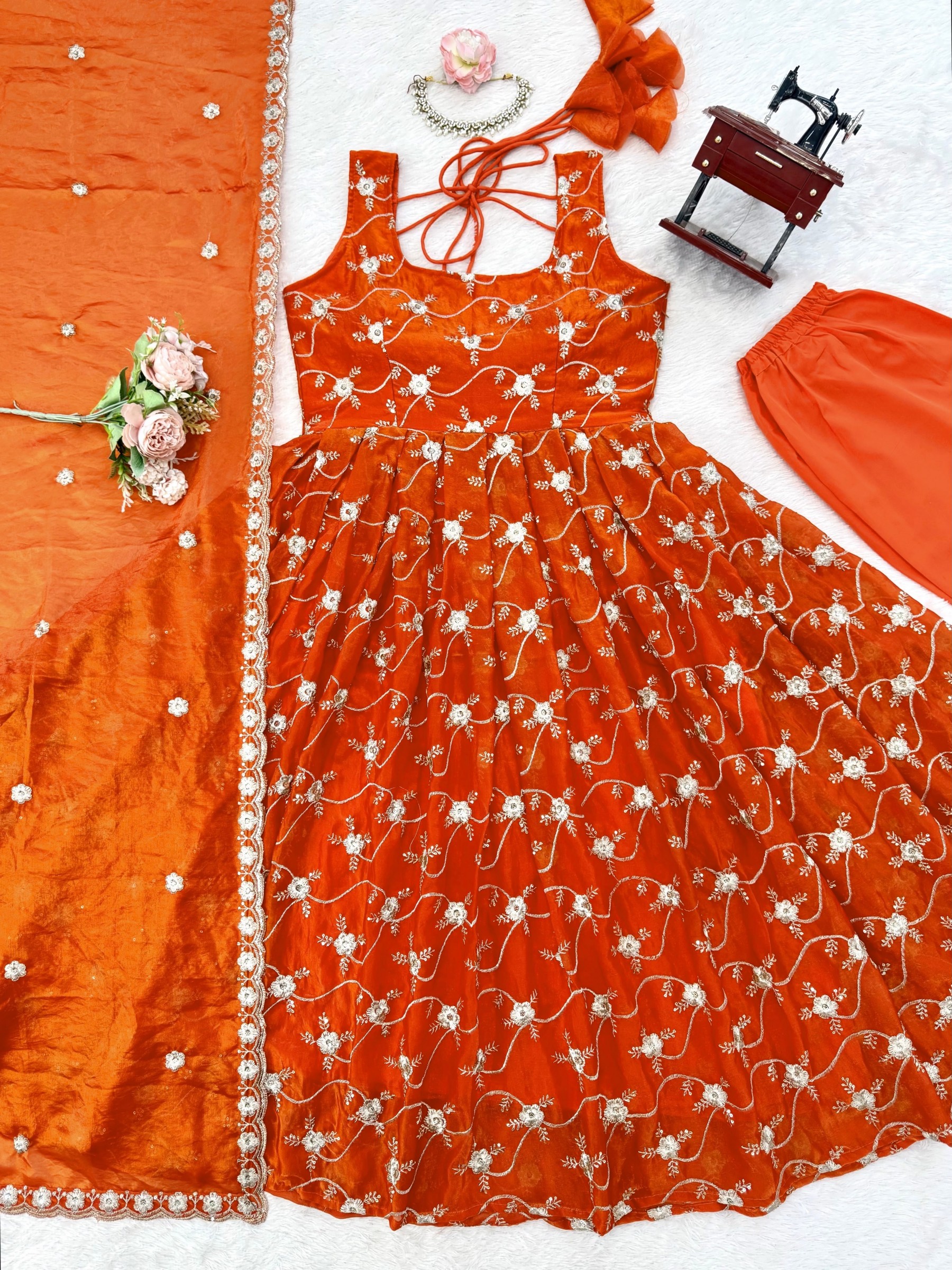 KD 1534 Designer Anarkali Suit Set Heavy Fendy Silk Thread & Sequin Work with Pant & Dupatta