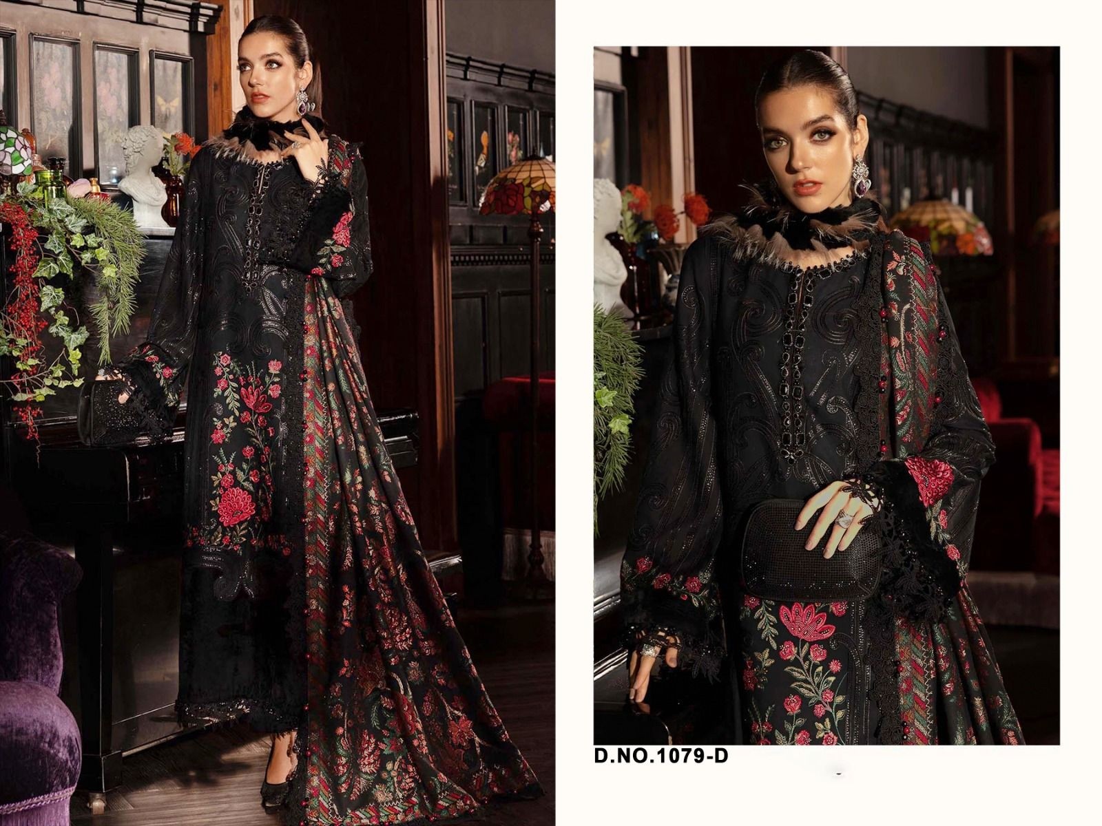 Florent Cambric Cotton Heavy Embroidery 3-Piece Suit with Maslin Digital Print Dupatta – D No. 1079 Pakistani Suit Single Wholesale Price 