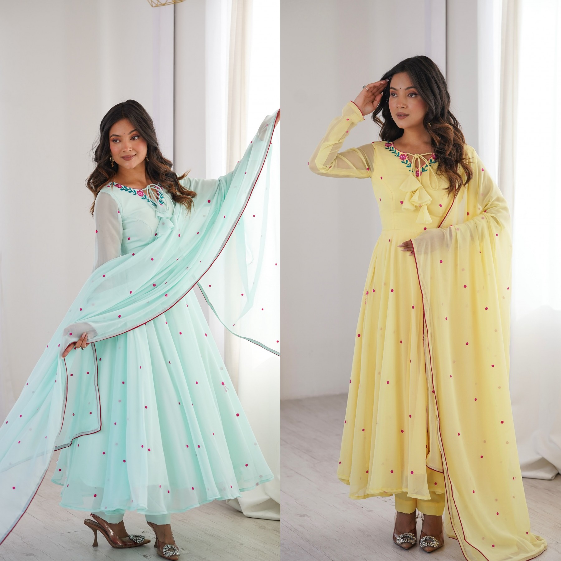 Premium Heavy Faux Georgette Embroidered Anarkali Suit Set – SP-82 Partywear And Wedding Collection 