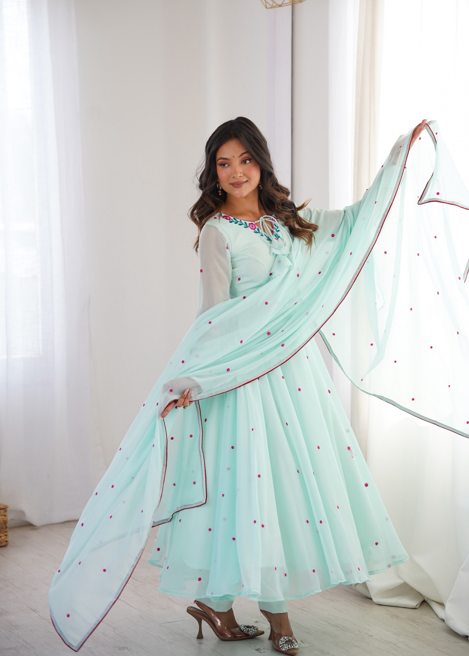 Premium Heavy Faux Georgette Embroidered Anarkali Suit Set – SP-82 Partywear And Wedding Collection 