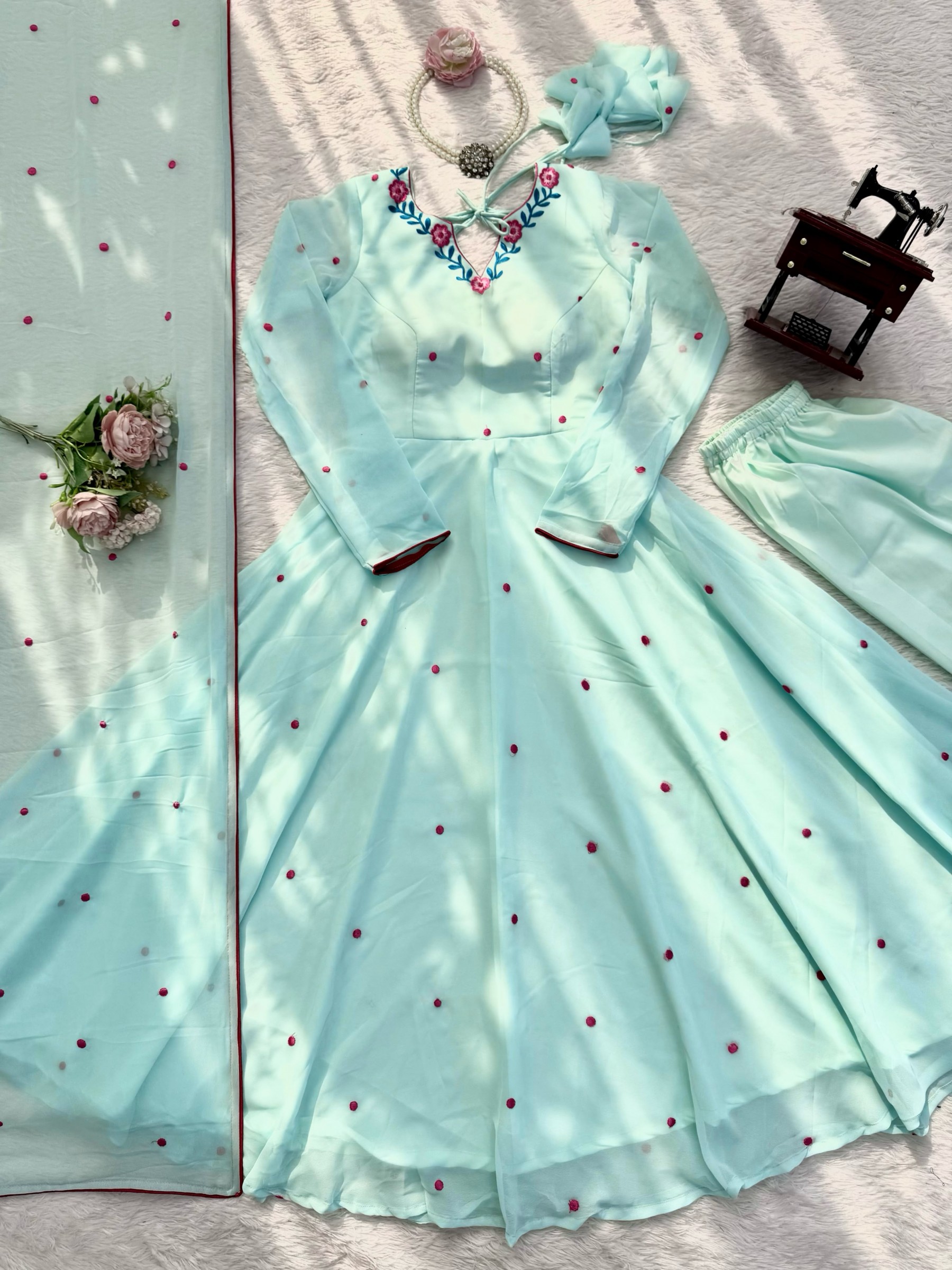 Premium Heavy Faux Georgette Embroidered Anarkali Suit Set – SP-82 Partywear And Wedding Collection 