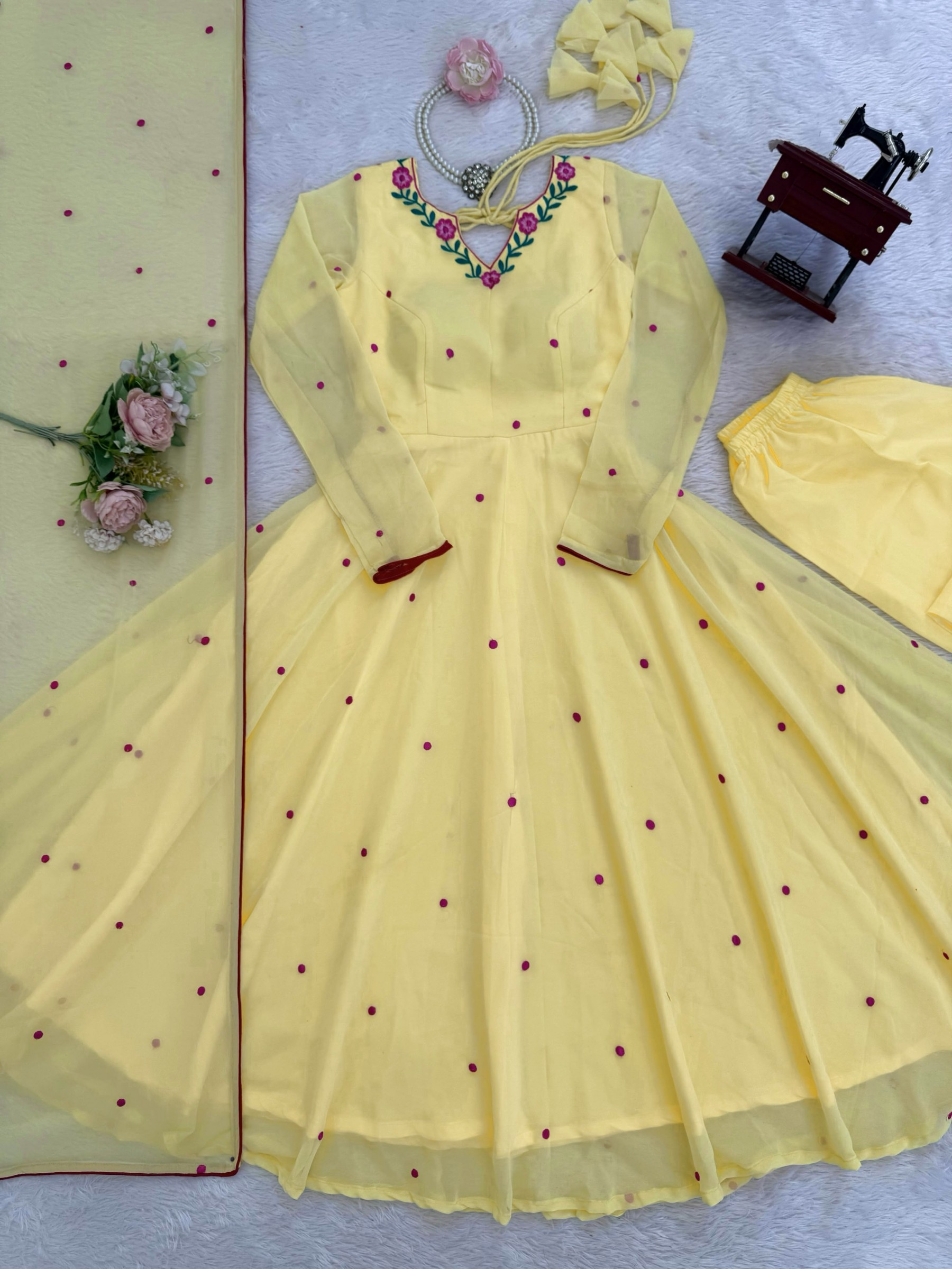 Premium Heavy Faux Georgette Embroidered Anarkali Suit Set – SP-82 Partywear And Wedding Collection 