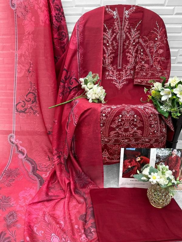 Florent Cambric Cotton Heavy Embroidered Suit Set – 1056ABCD Pakistani Suit Single Wholesale Price 