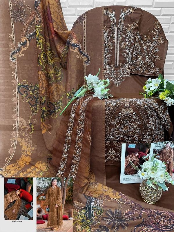 Florent Cambric Cotton Heavy Embroidered Suit Set – 1056ABCD Pakistani Suit Single Wholesale Price 