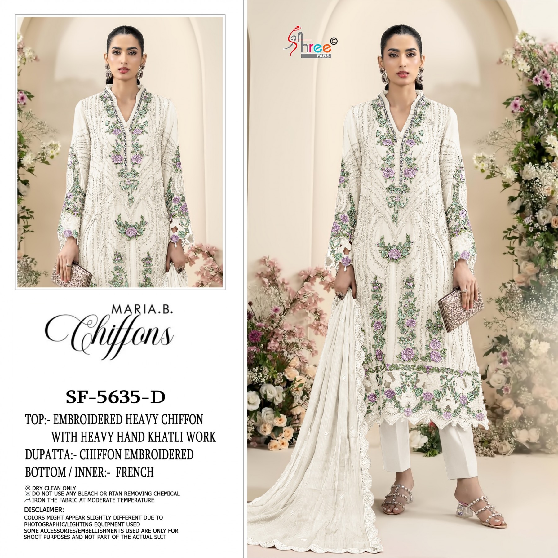 SF-5635 Premium Heavy Embroidered Chiffon 3 Piece Suit Pakistani Dress Set to Set Wholesale Price 