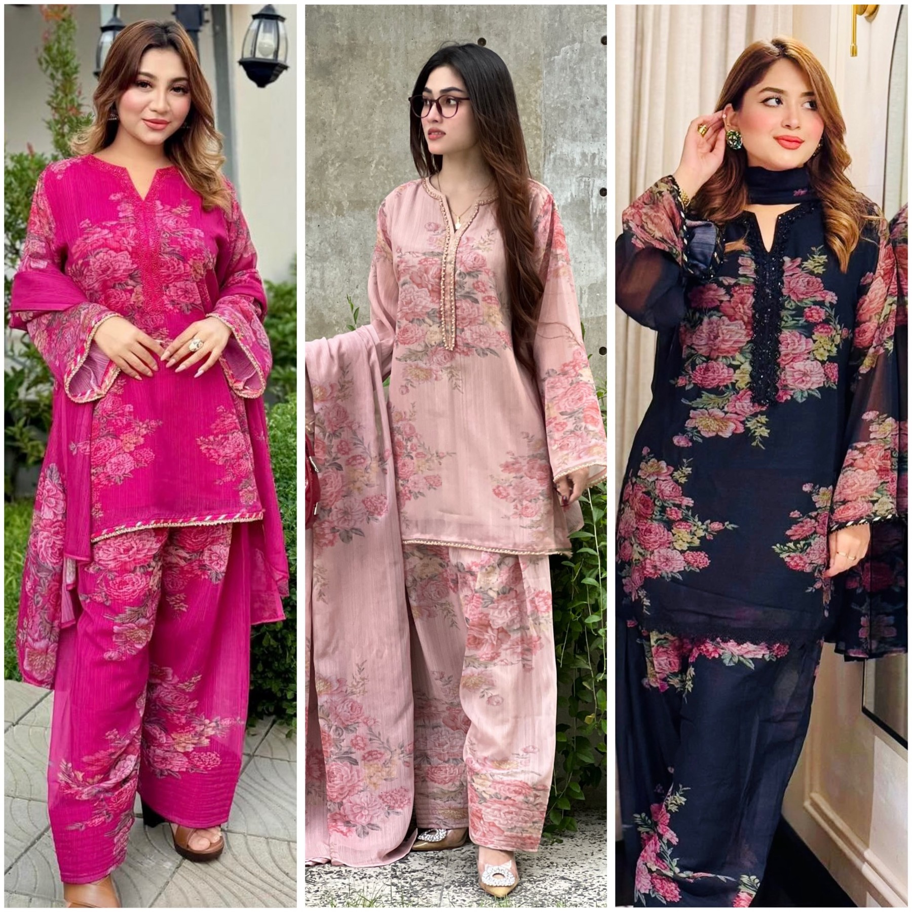 JF-008 Designer Faux Georgette Printed Farshi Pant Suit Set Pakistani Suit Single Wholesale Price 
