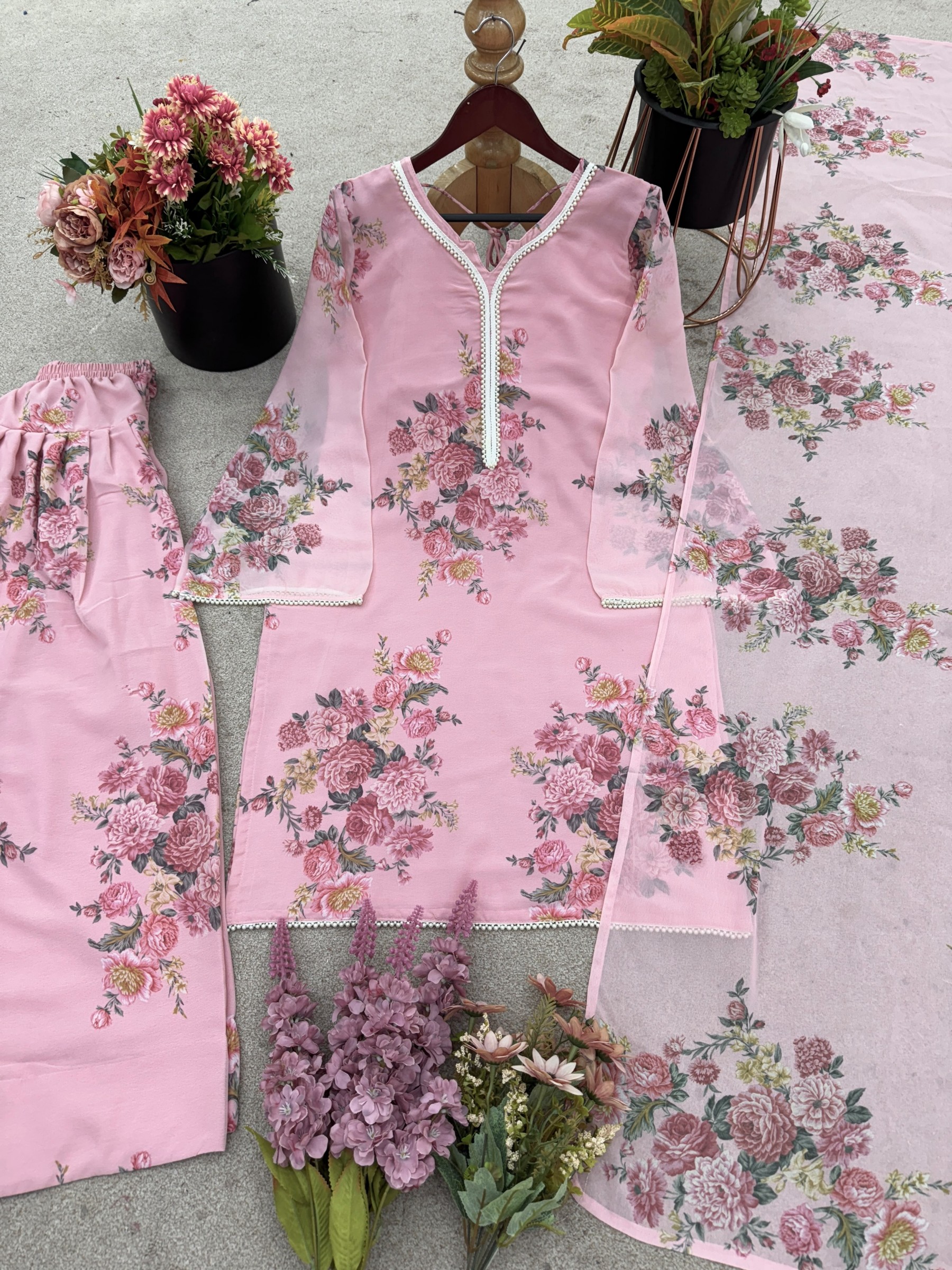 JF-008 Designer Faux Georgette Printed Farshi Pant Suit Set Pakistani Suit Single Wholesale Price 