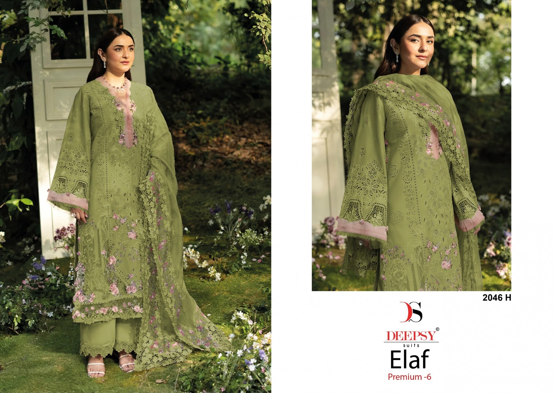 ELAF Premium-6 Luxury Lawn by DEEPSY SUITS – Design 2046 ABCD Pakistani Suit Single Wholesale Price 