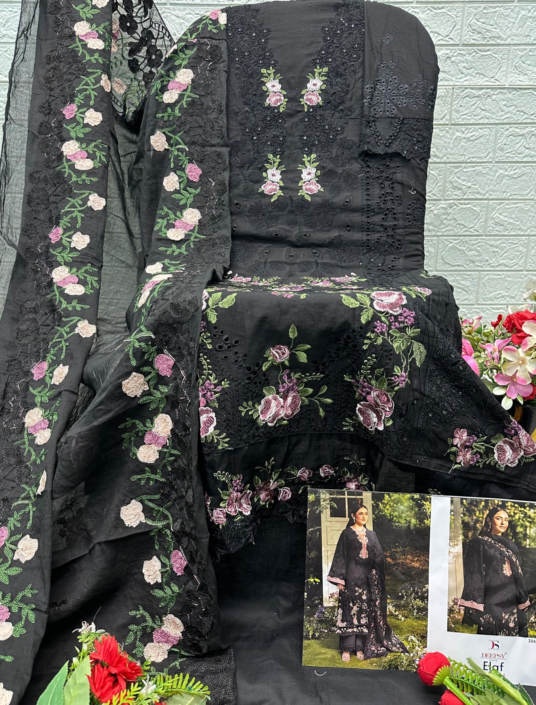 ELAF Premium-6 Luxury Lawn by DEEPSY SUITS – Design 2046 ABCD Pakistani Suit Single Wholesale Price 