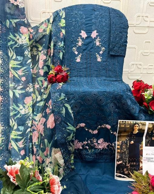 Saniya Trendz ELAF Premium Cotton Chikankari Embroidered Dress Material – Design 7163 Pakistani Suit Single Wholesale Price 