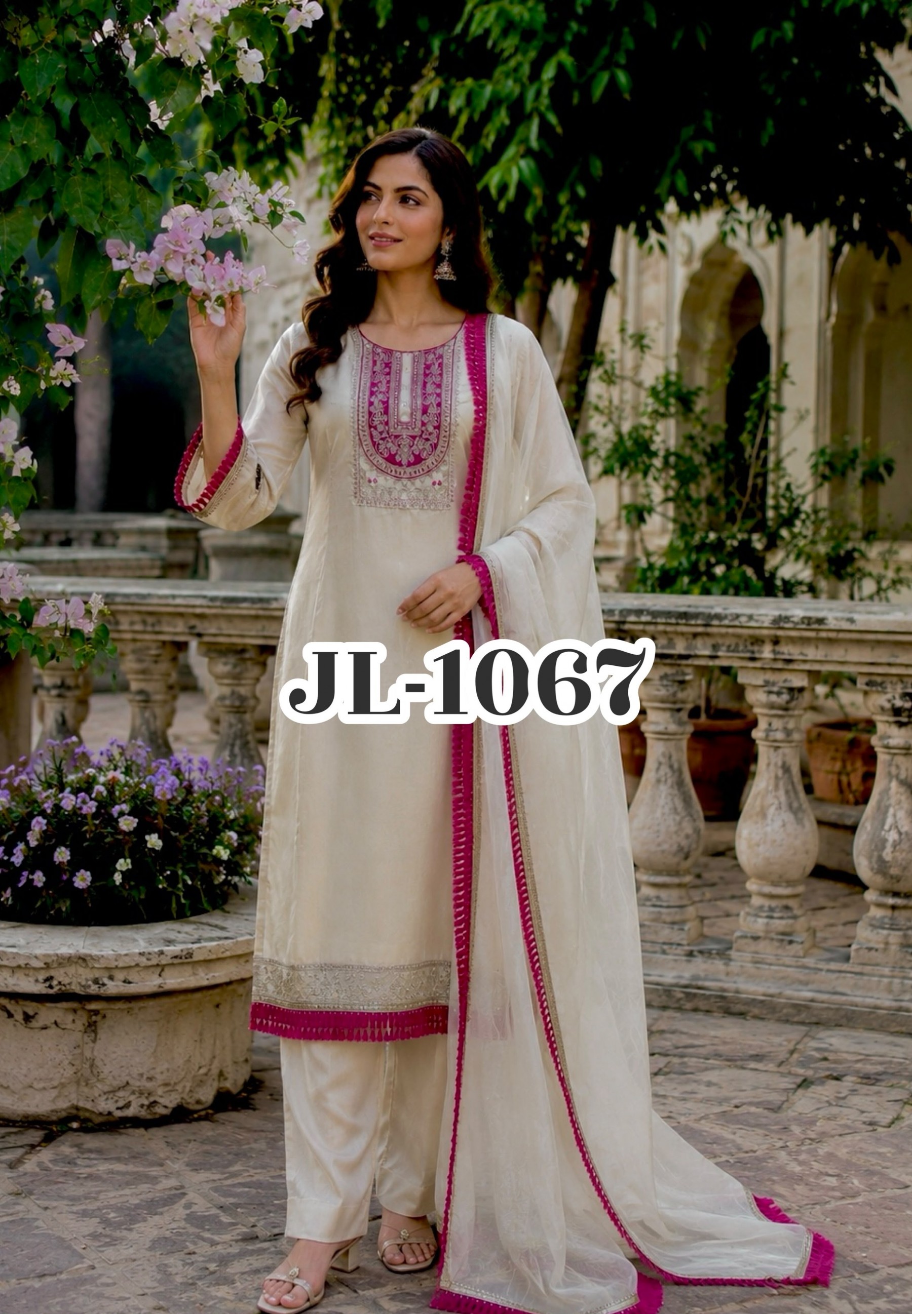 Premium Organza Embroidered Suit Set with Coding Dori & Sequence Work – JL-1067 Pakistani Suit Single Wholesale Price 