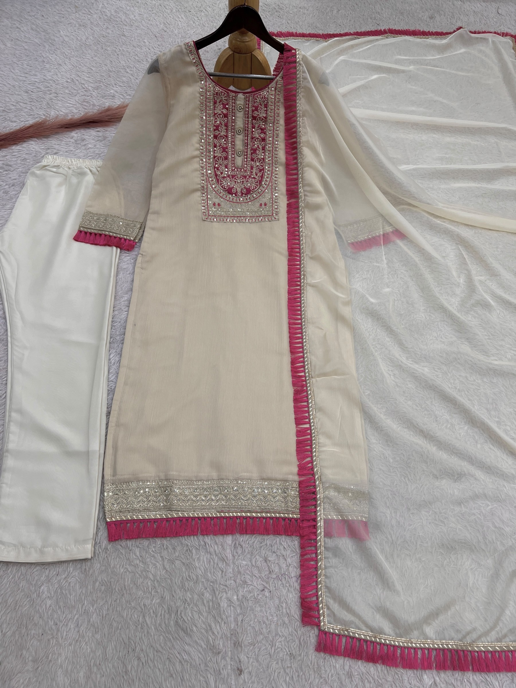 Premium Organza Embroidered Suit Set with Coding Dori & Sequence Work – JL-1067 Pakistani Suit Single Wholesale Price 