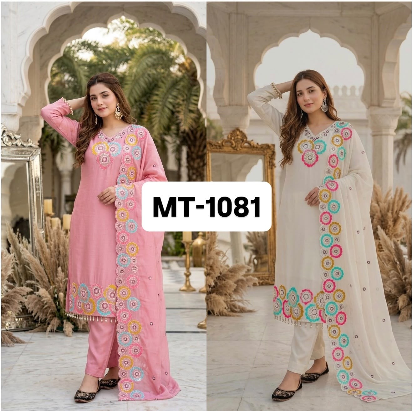 MT-1081 Heavy Chinon Silk Embroidered Sequence Suit Set with Dupatta