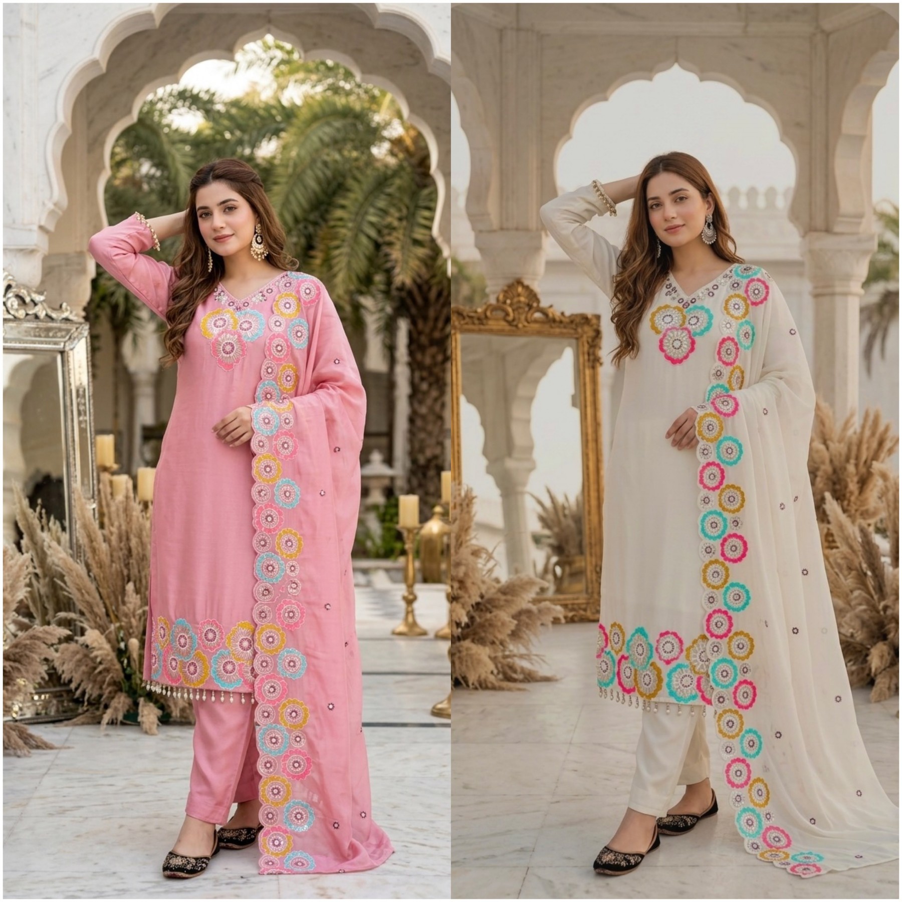 MT-1081 Heavy Chinon Silk Embroidered Sequence Suit Set with Dupatta