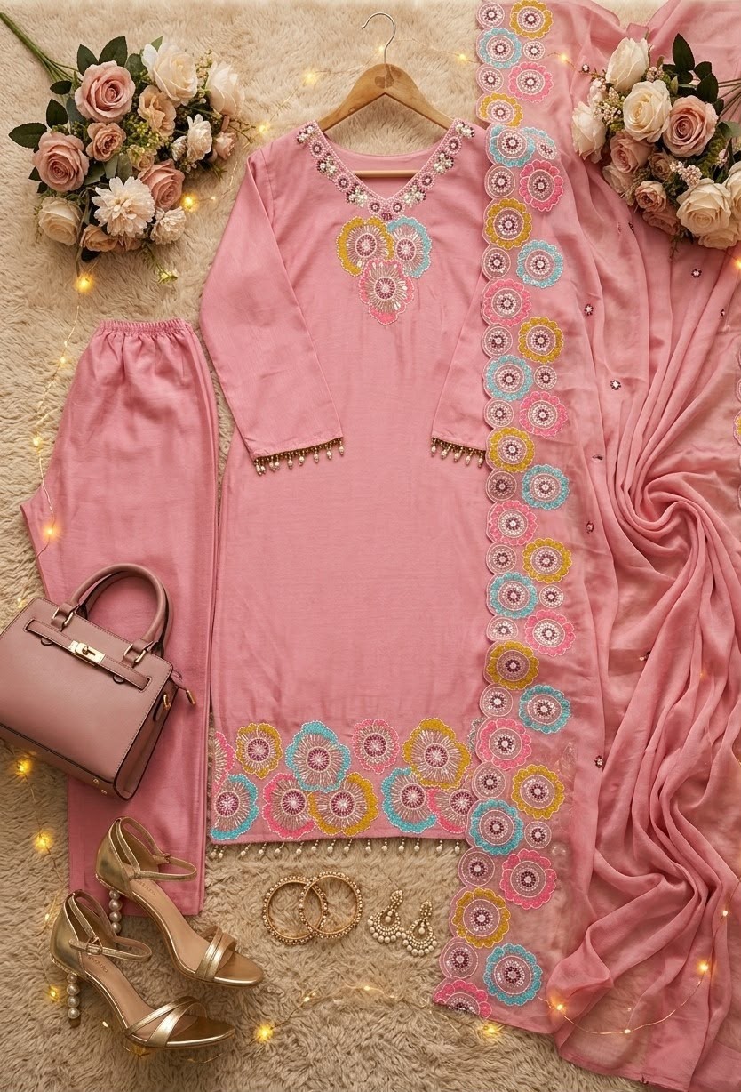MT-1081 Heavy Chinon Silk Embroidered Sequence Suit Set with Dupatta