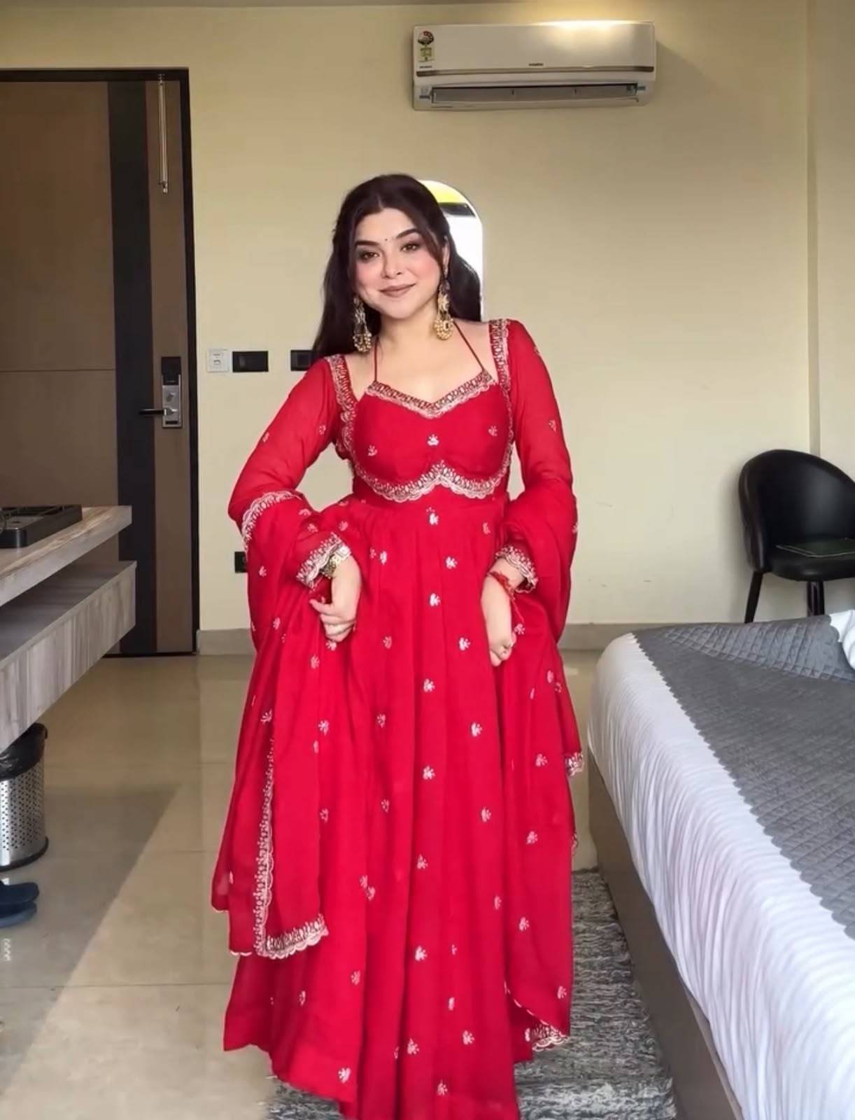 NSR-874 Heavy Embroidered Faux Georgette Party Wear Suit Set with Dupatta
