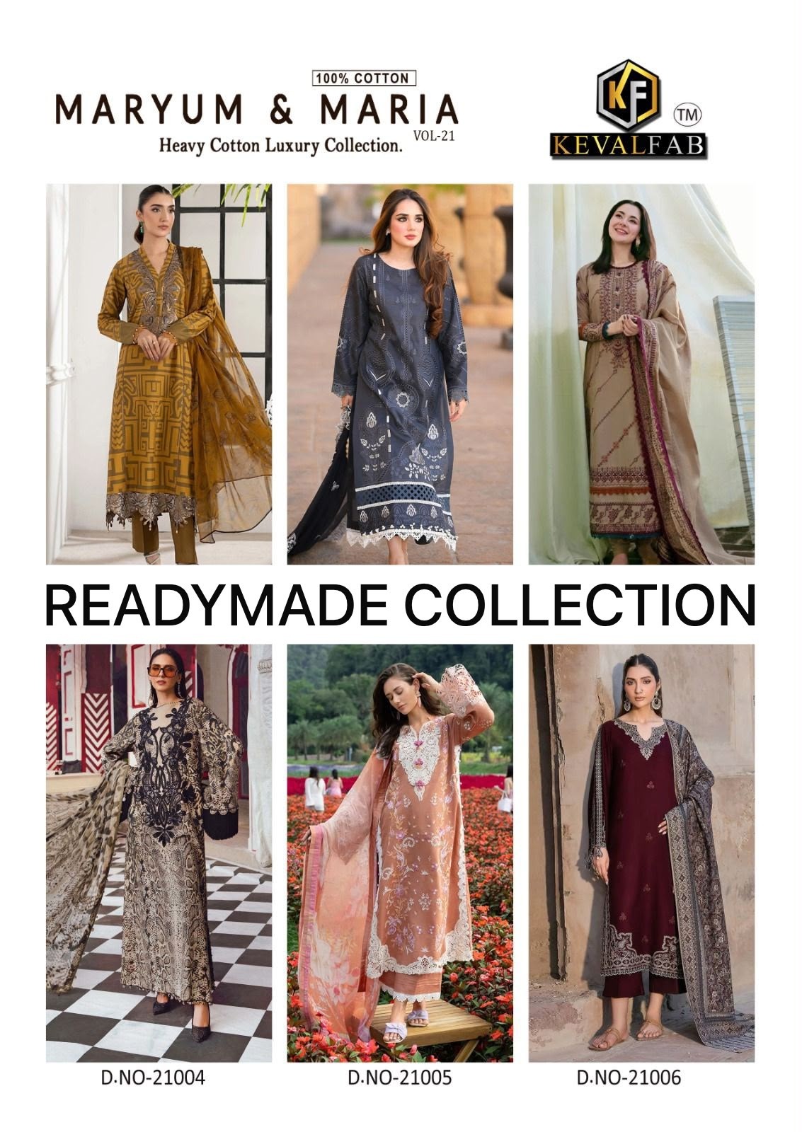 KEVAL FAB MARYUM & MARIA Vol. 21 – Premium Cotton Ready-to-Wear Pakistani Karachi Readymade Suit Set to set wholesale price 