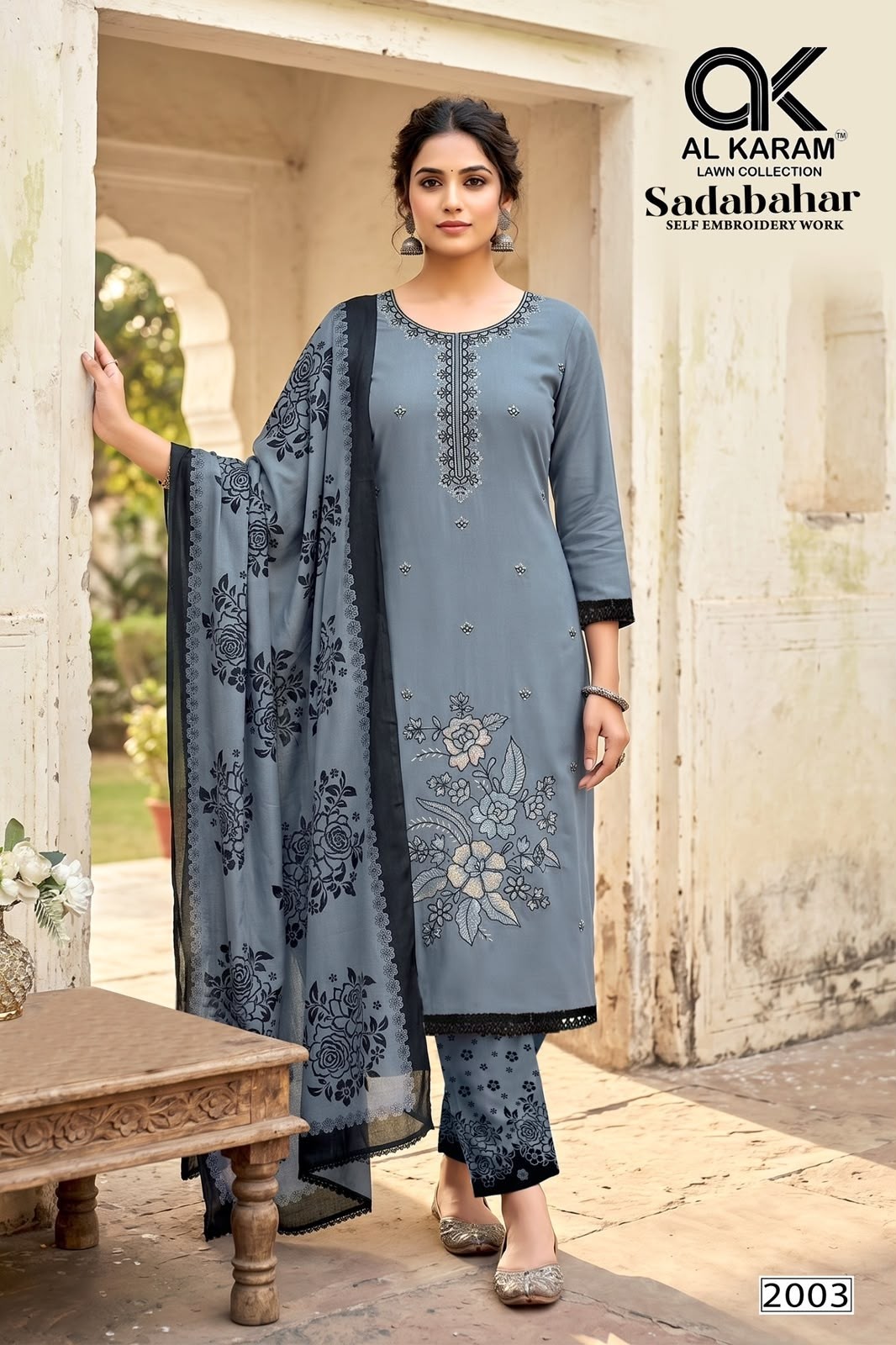Al Karam Lawn Sadabahar Vol 02 Premium Embroidered Rayon 3-Piece Pakistani Suit set to set wholesale price 