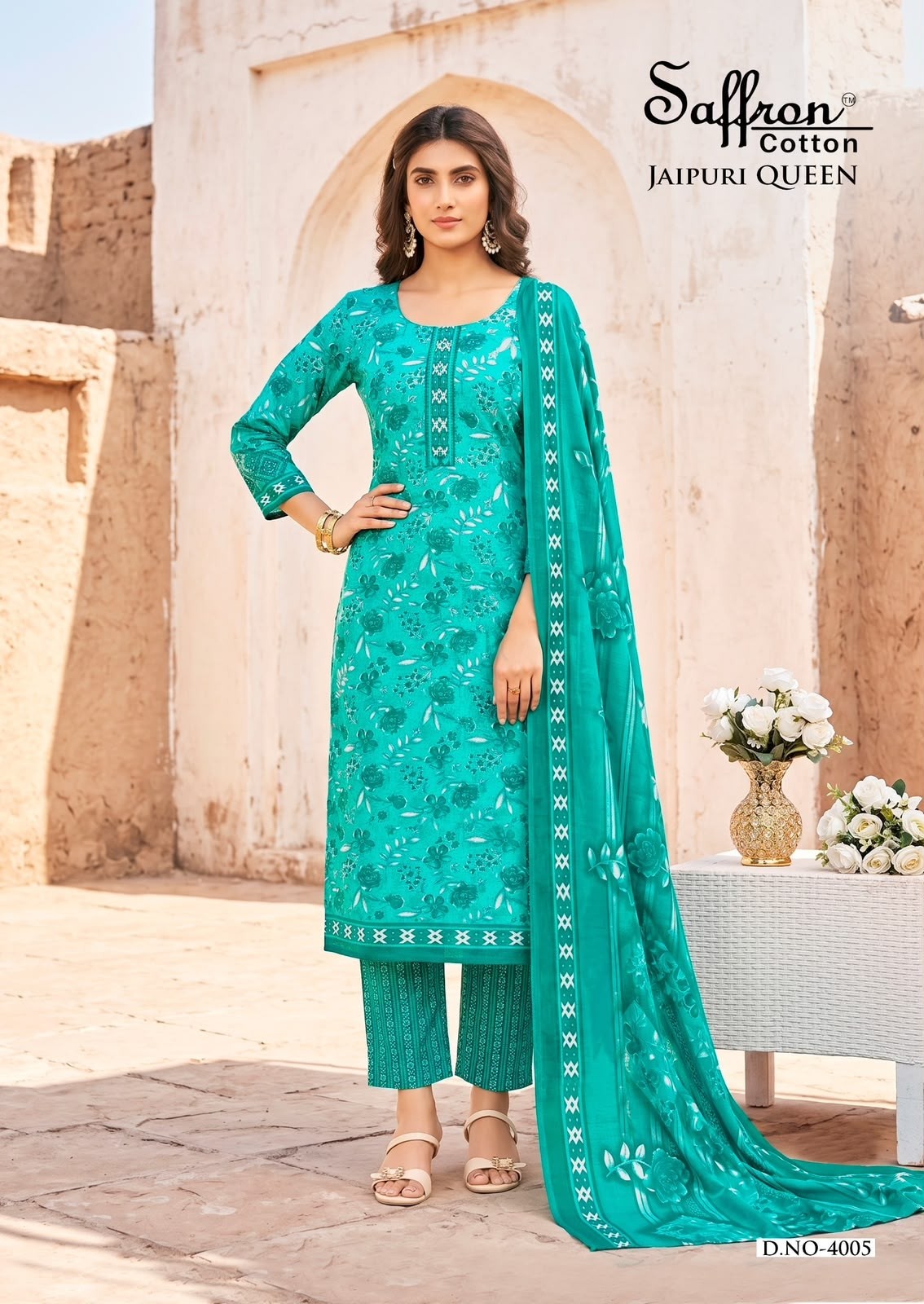 Saffron Cotton Jaipuri Karachi Queen Vol. 04 – Premium Cotton 3 Piece Suit Set (Full Set) Wholesale Price 
