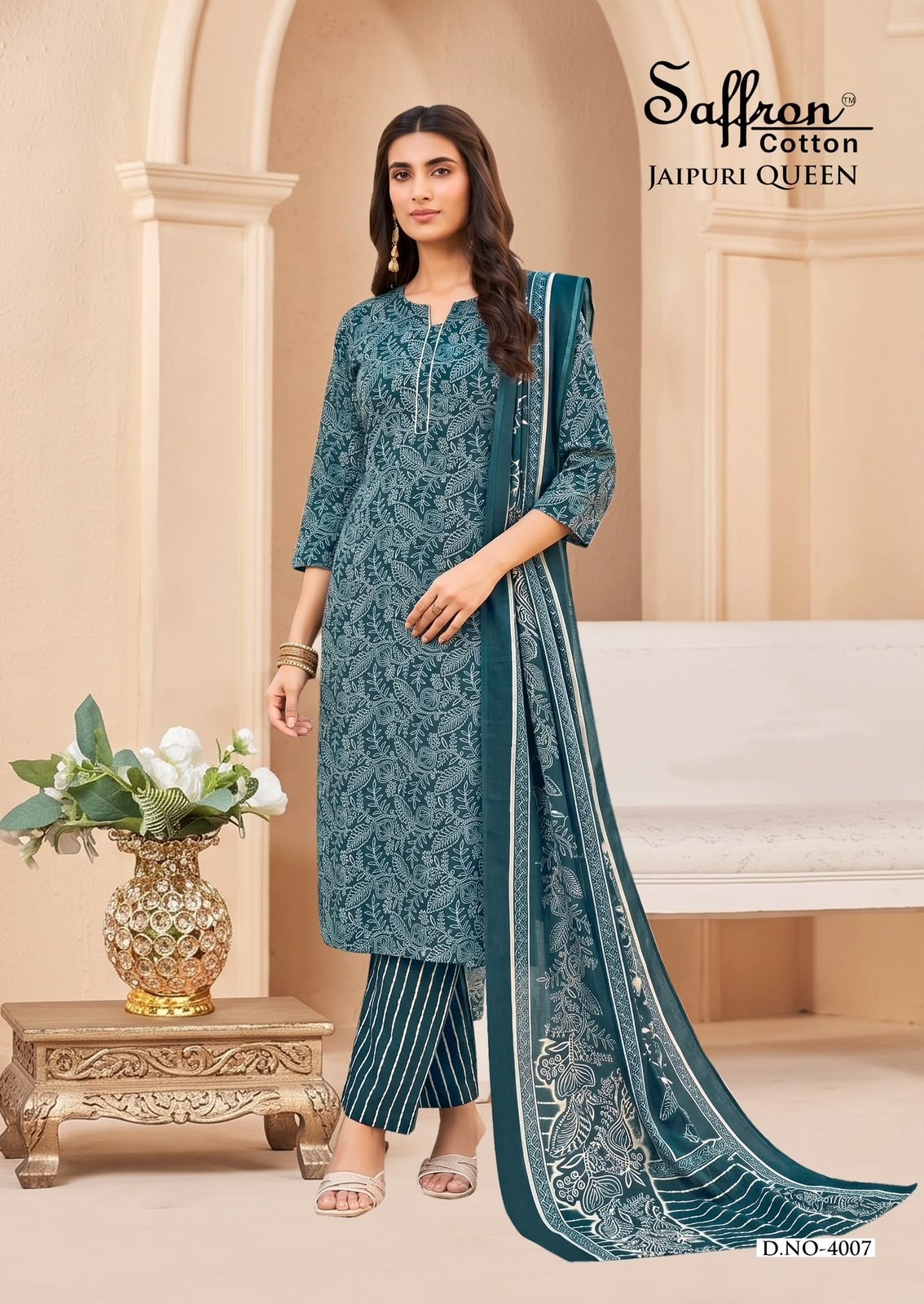 Saffron Cotton Jaipuri Karachi Queen Vol. 04 – Premium Cotton 3 Piece Suit Set (Full Set) Wholesale Price 