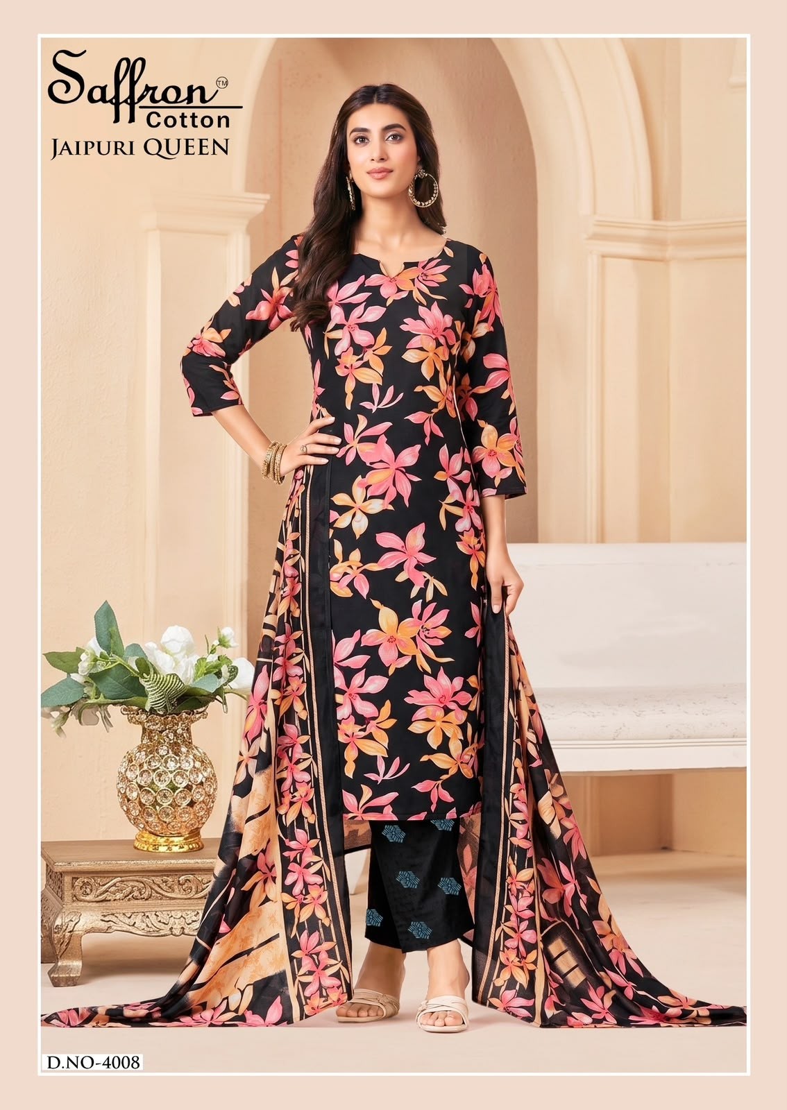Saffron Cotton Jaipuri Karachi Queen Vol. 04 – Premium Cotton 3 Piece Suit Set (Full Set) Wholesale Price 