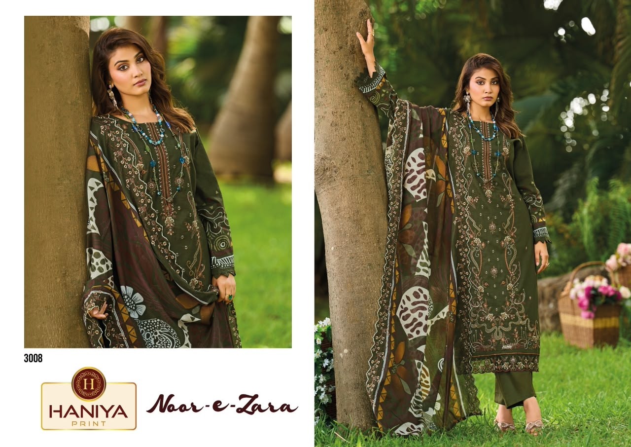 HANIYA PRINT – NOOR-E-ZARA Original Lawn 3-Piece Pakistani Suit (Full Set) Wholesale Price 