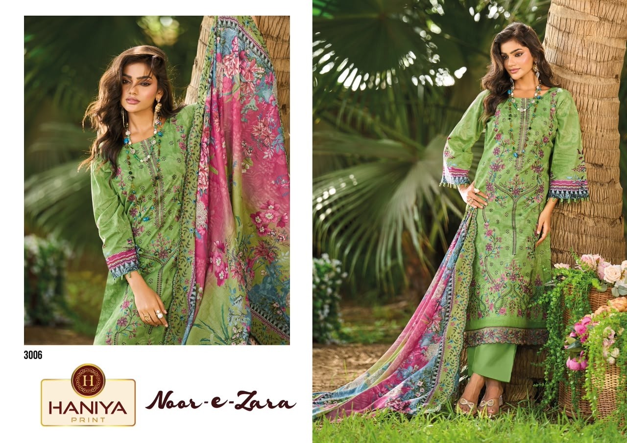 HANIYA PRINT – NOOR-E-ZARA Original Lawn 3-Piece Pakistani Suit (Full Set) Wholesale Price 