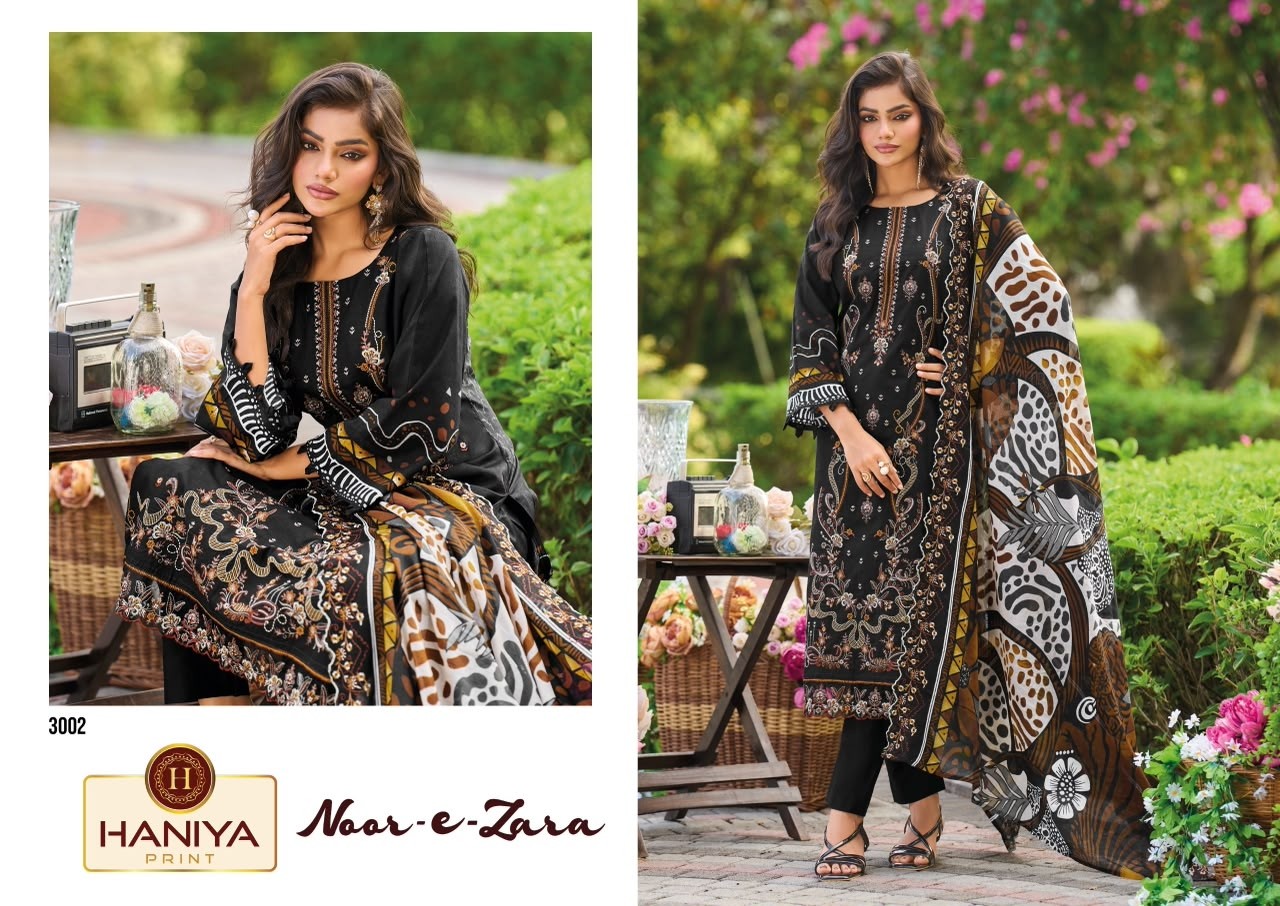 HANIYA PRINT – NOOR-E-ZARA Original Lawn 3-Piece Pakistani Suit (Full Set) Wholesale Price 
