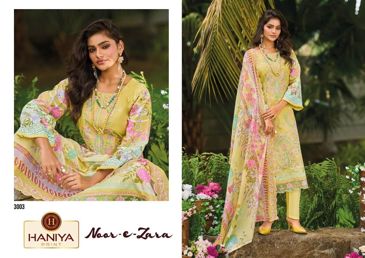 HANIYA PRINT – NOOR-E-ZARA Original Lawn 3-Piece Pakistani Suit (Full Set) Wholesale Price 