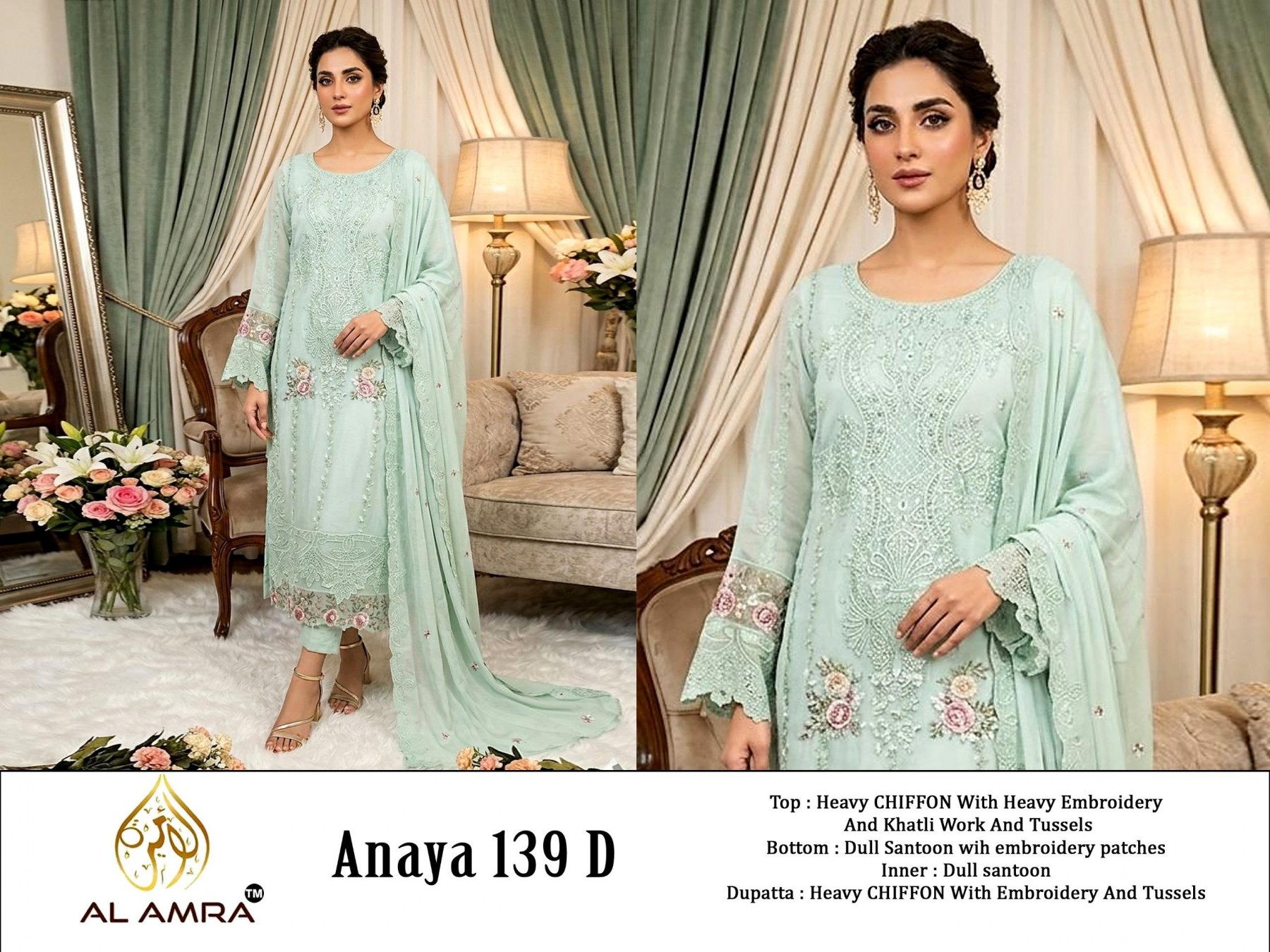 Anaya 139 Heavy Chiffon Embroidered Semi-Stitched Suit With Dupatta Pakistani Suit Single And Full Set Wholesale Price 
