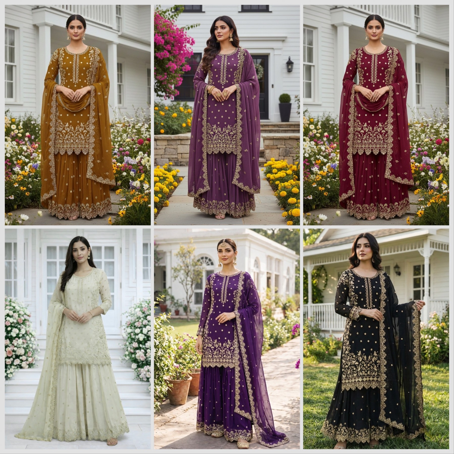 Premium Faux Georgette Embroidered Sequence Work Top Palazzo With Dupatta Set – HK-1713 Pakistani Readymade Sharara Suit Single Wholesale Price 