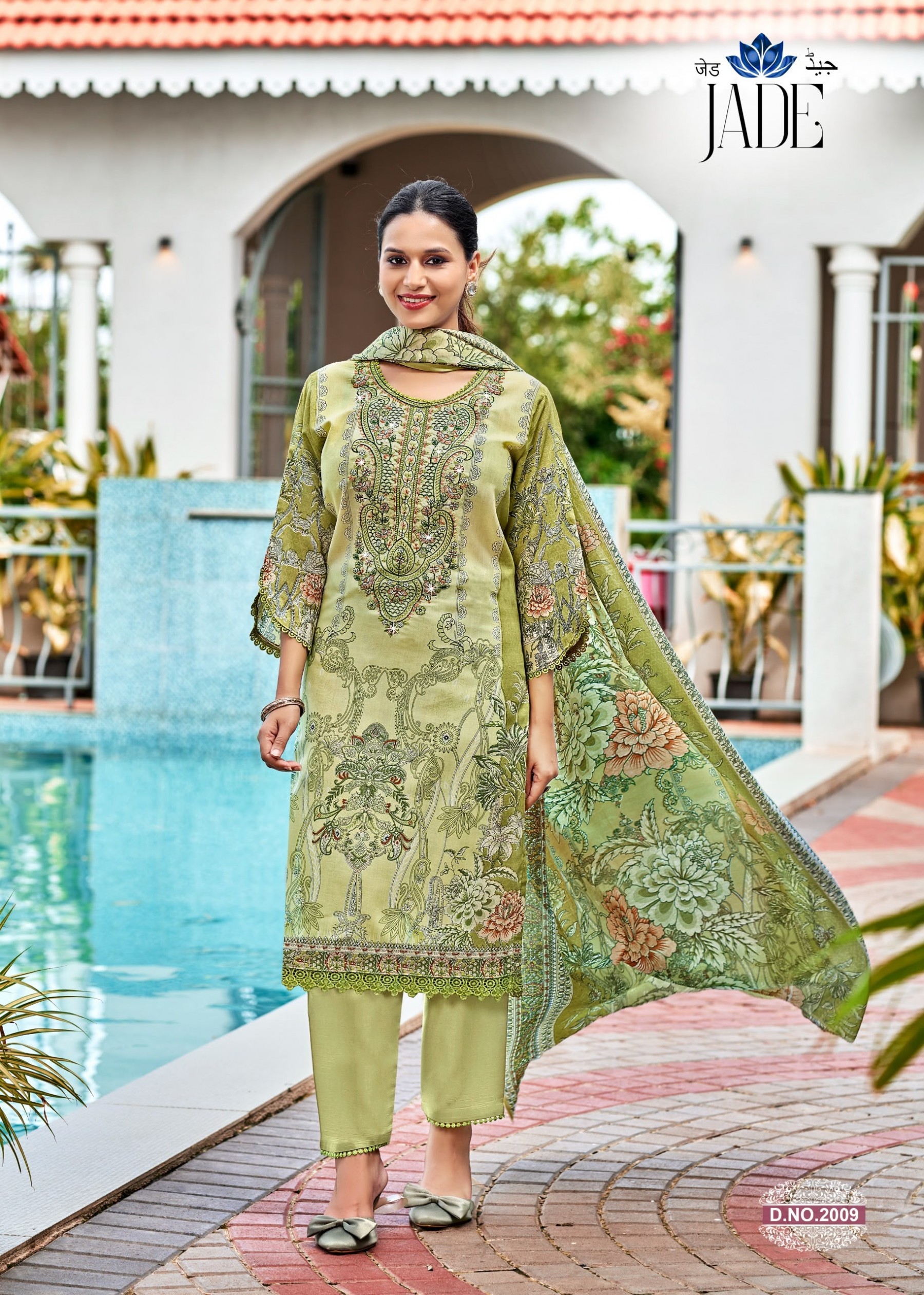 Jade Vol 2 Exclusive Karachi Designer Cambric Cotton Suit – Falak International Pakistani Dress (Full Set) Wholesale Price 